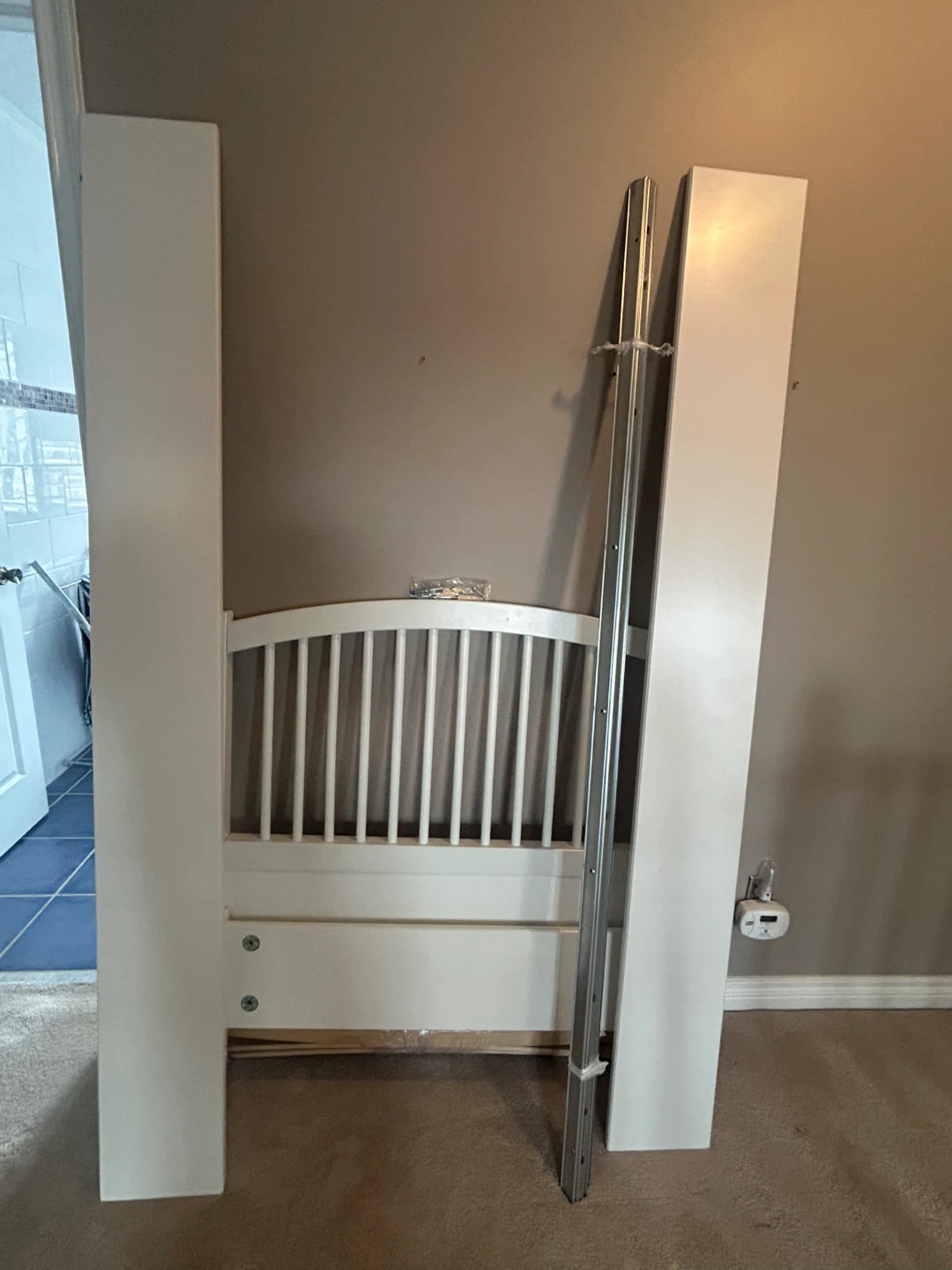 White Twin Bed Frame with Headboard - photo 2