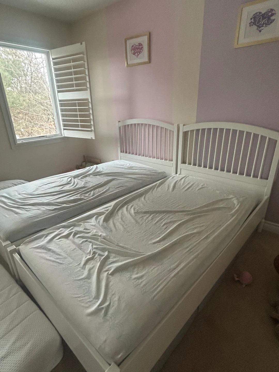 White Twin Bed Frame with Headboard - photo 4