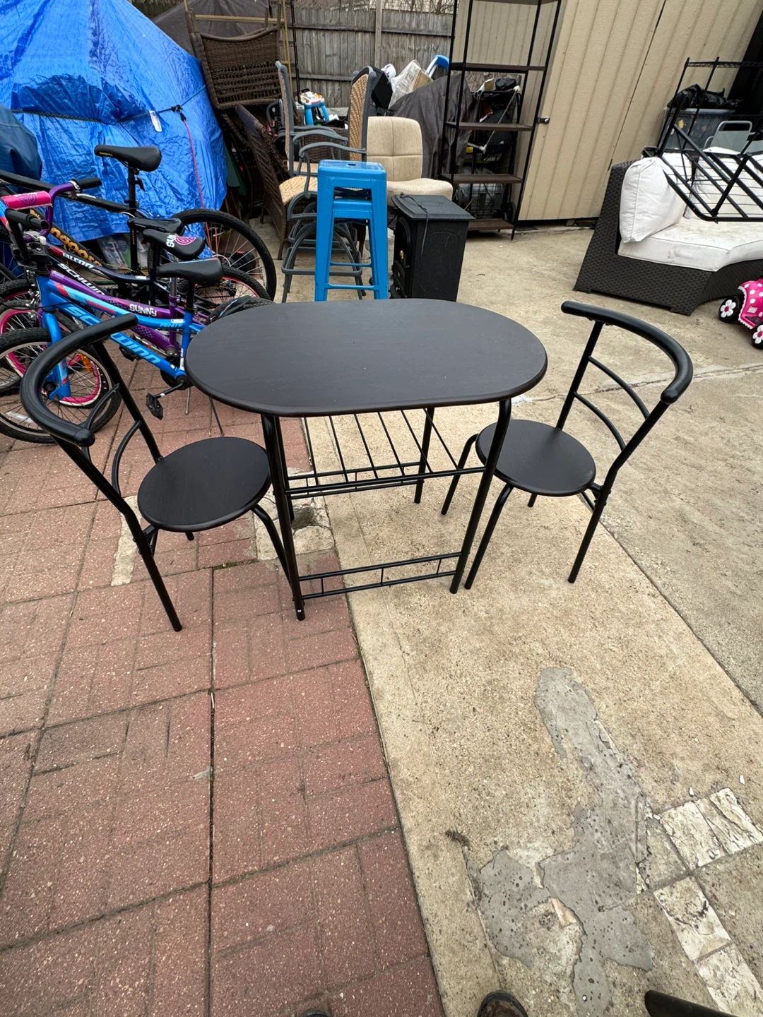 Black 2-Piece Bistro Set with Oval Table