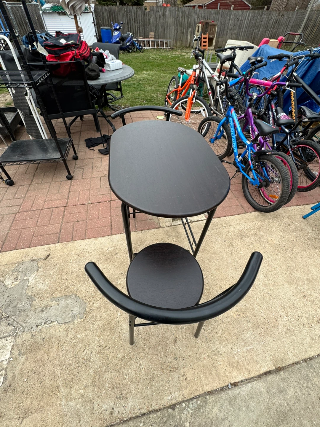 Black 2-Piece Bistro Set with Oval Table - photo 2