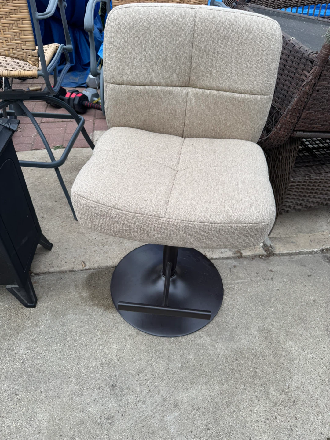 Swivel Bar Stool - Beige Fabric