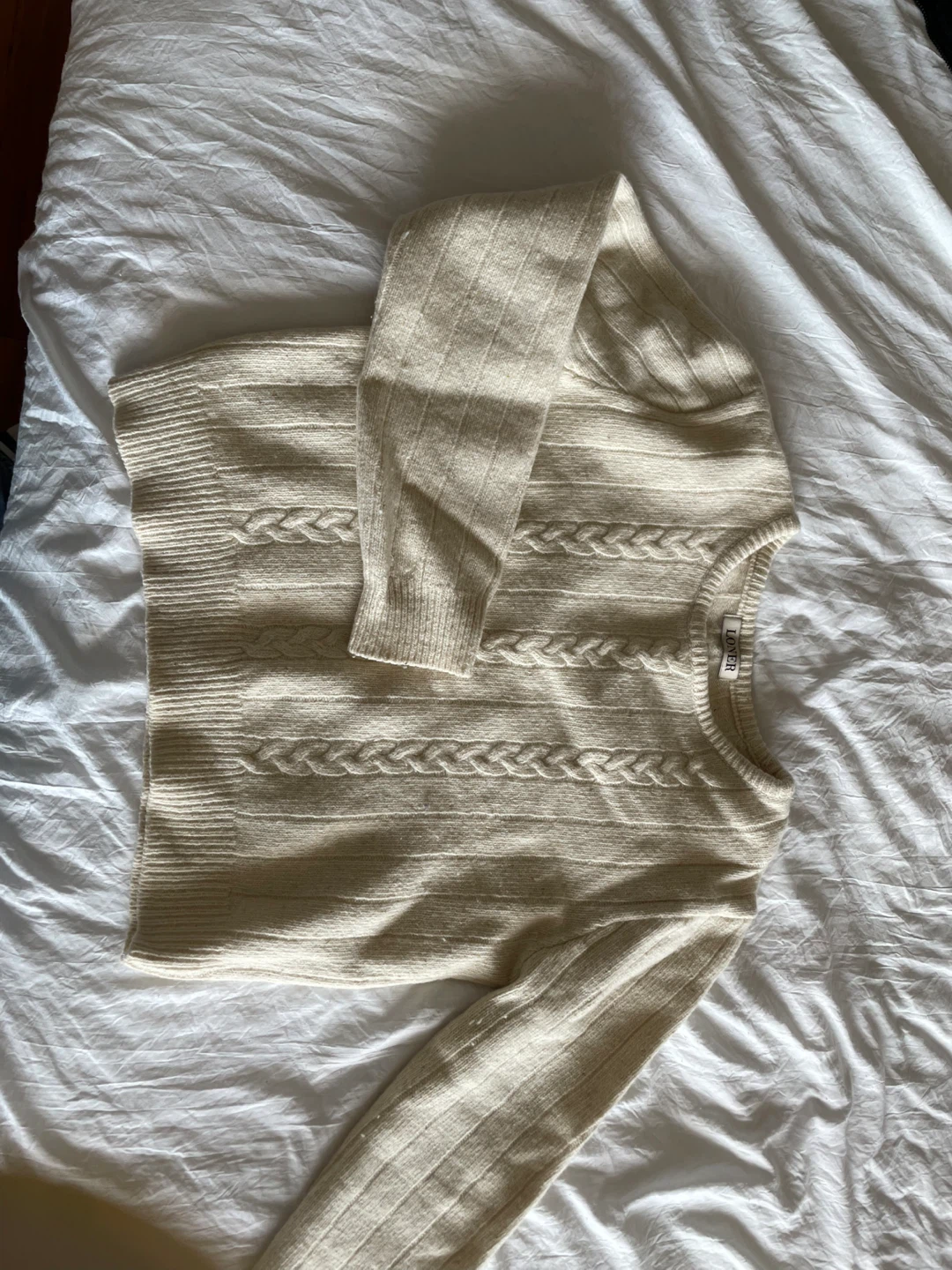 Reiss Cream Cable Knit Sweater