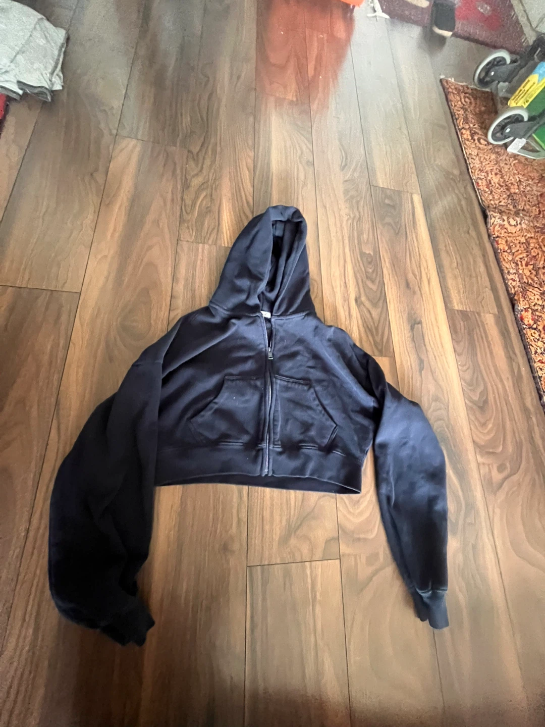 Navy Cropped Zip-Up Hoodie - photo 2