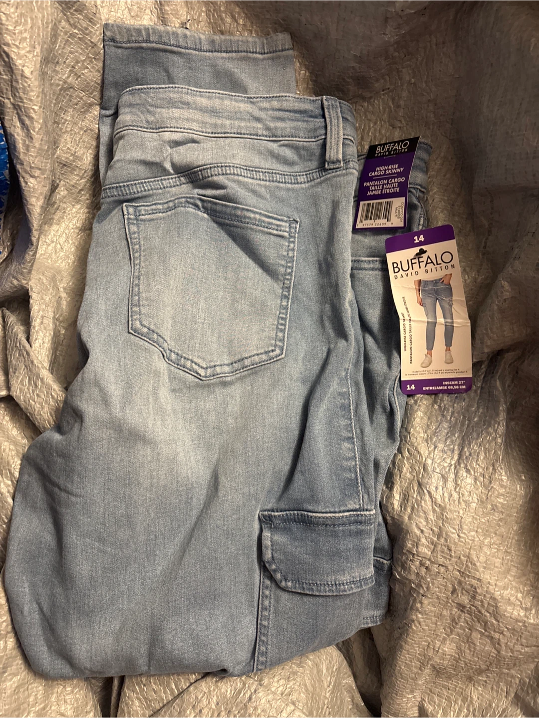 Buffalo David Bitton High-Rise Cargo Skinny Jeans - Size 14
