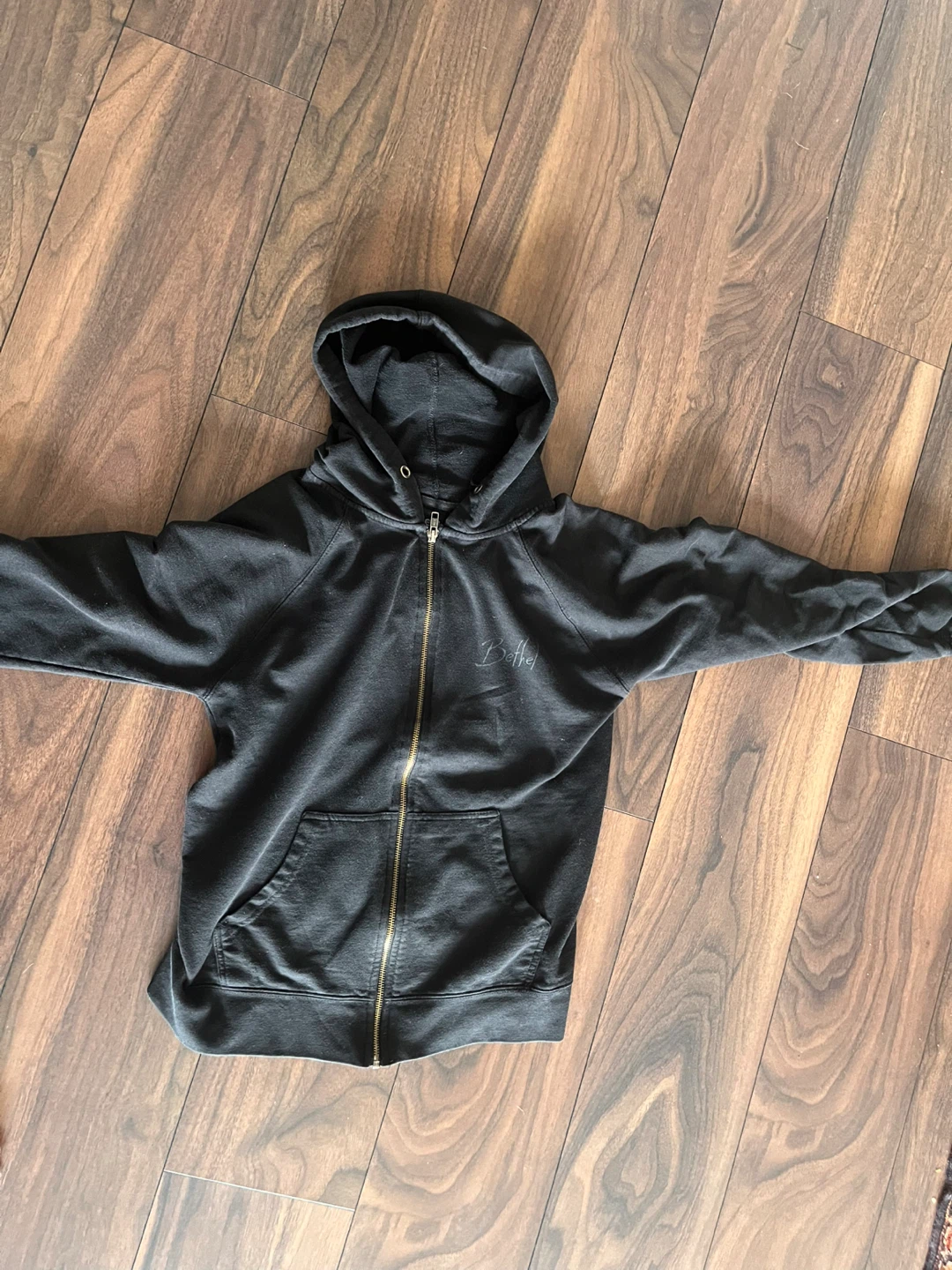 Black Zip-Up Hoodie with Graphic Back