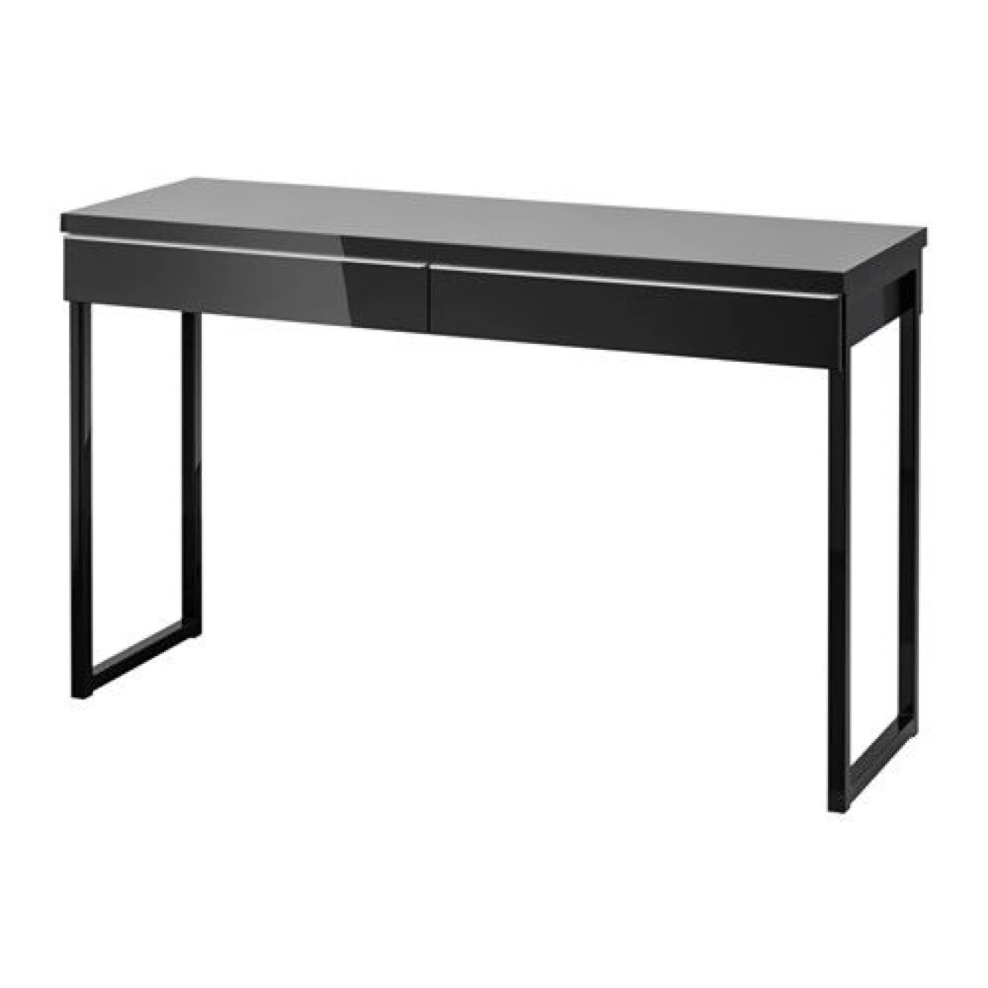 Black High-Gloss Console Table with 2 Drawers