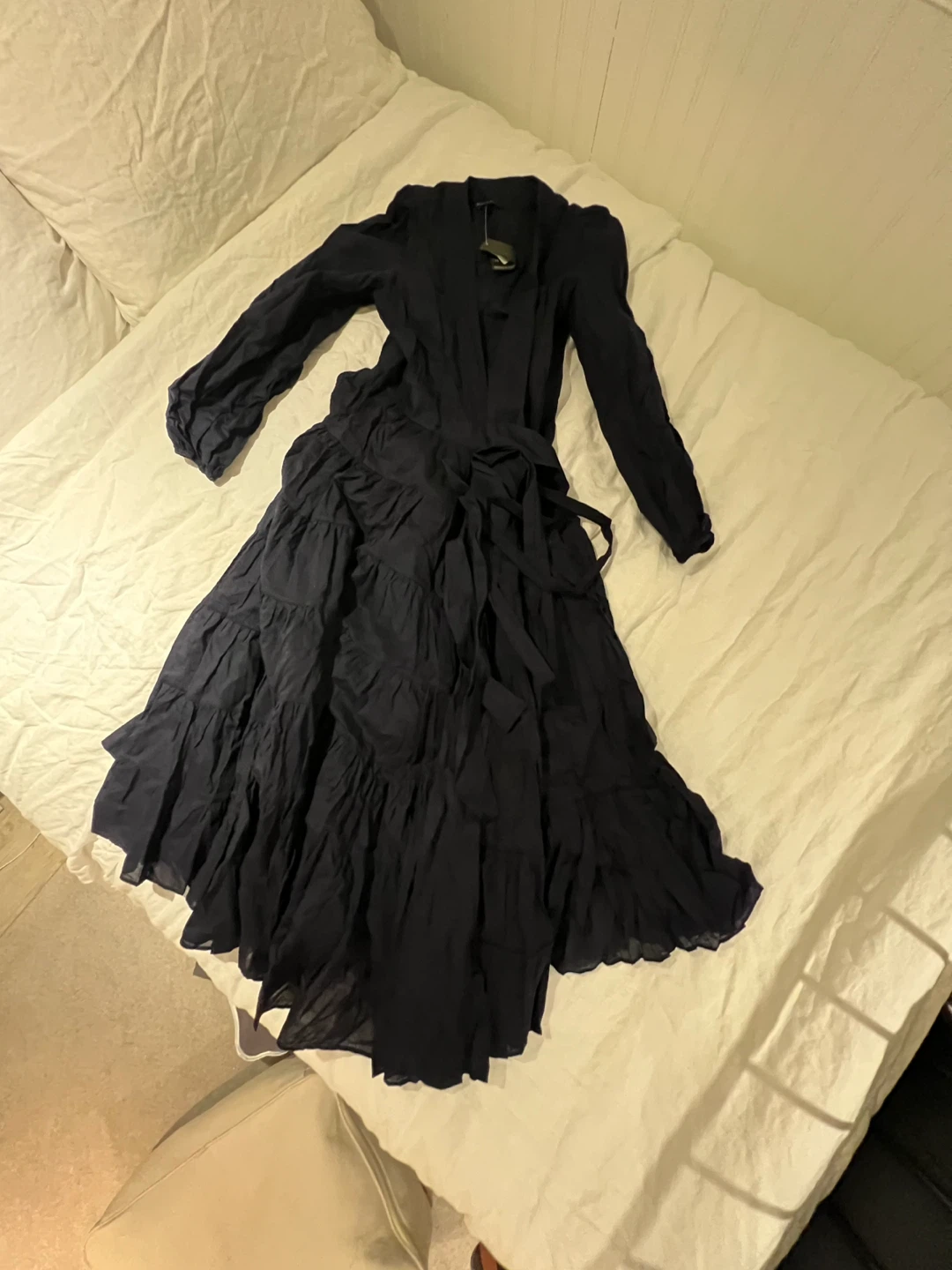 Banana Republic Navy Tiered Midi Wrap Dress Size 2 - photo 4