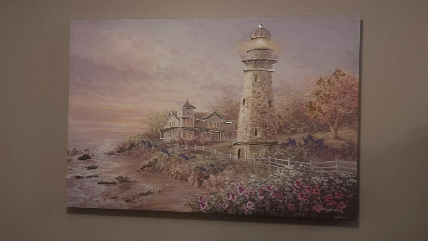 Coastal Lighthouse and House Canvas Print