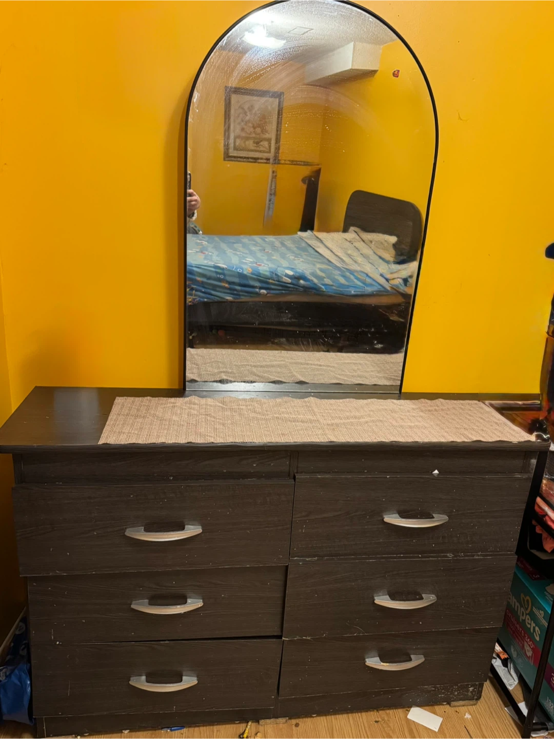 Dark Brown Dresser with Mirror