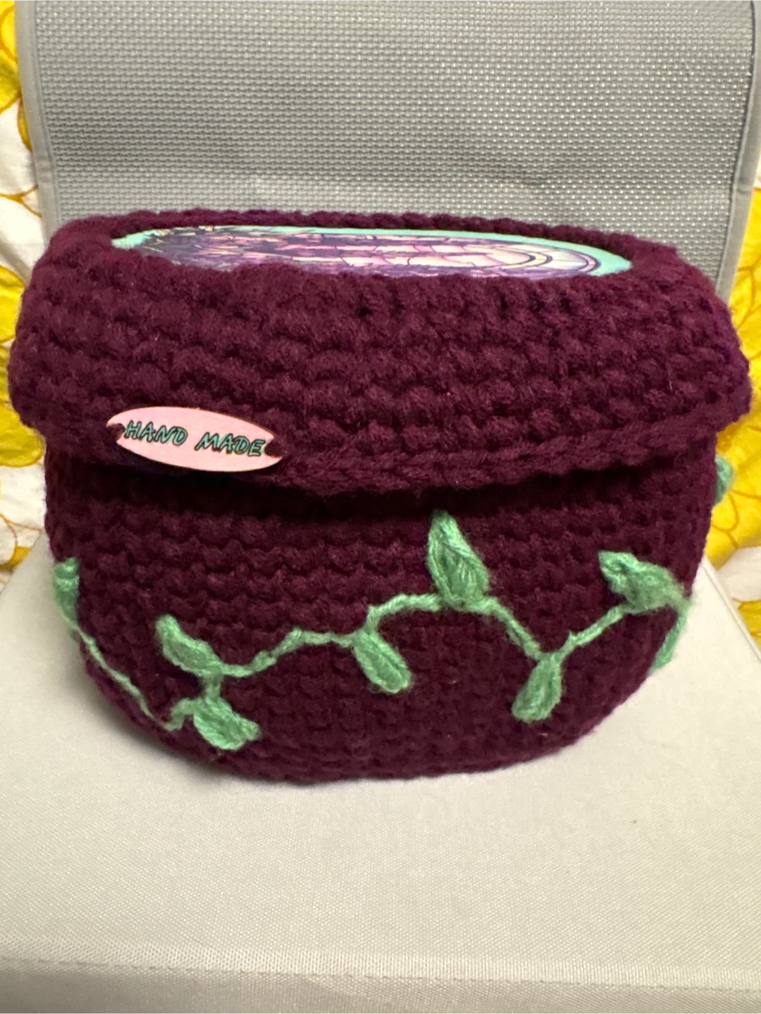 Handmade Crocheted Storage Basket with Lid