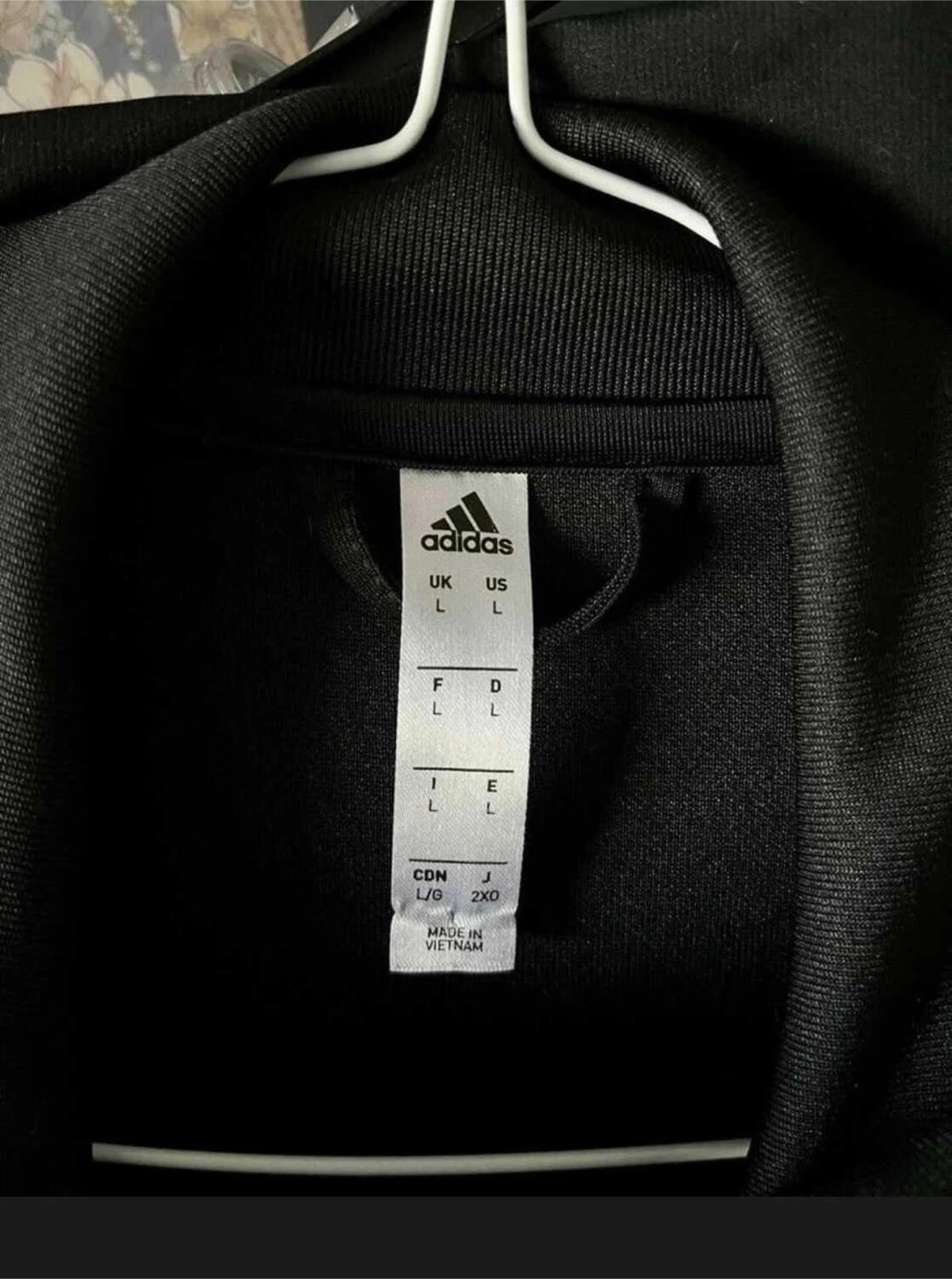 Adidas Track Jacket Black with White Stripes - Size L - photo 2