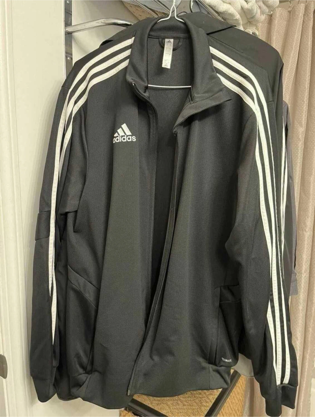 Adidas Track Jacket Black with White Stripes - Size L