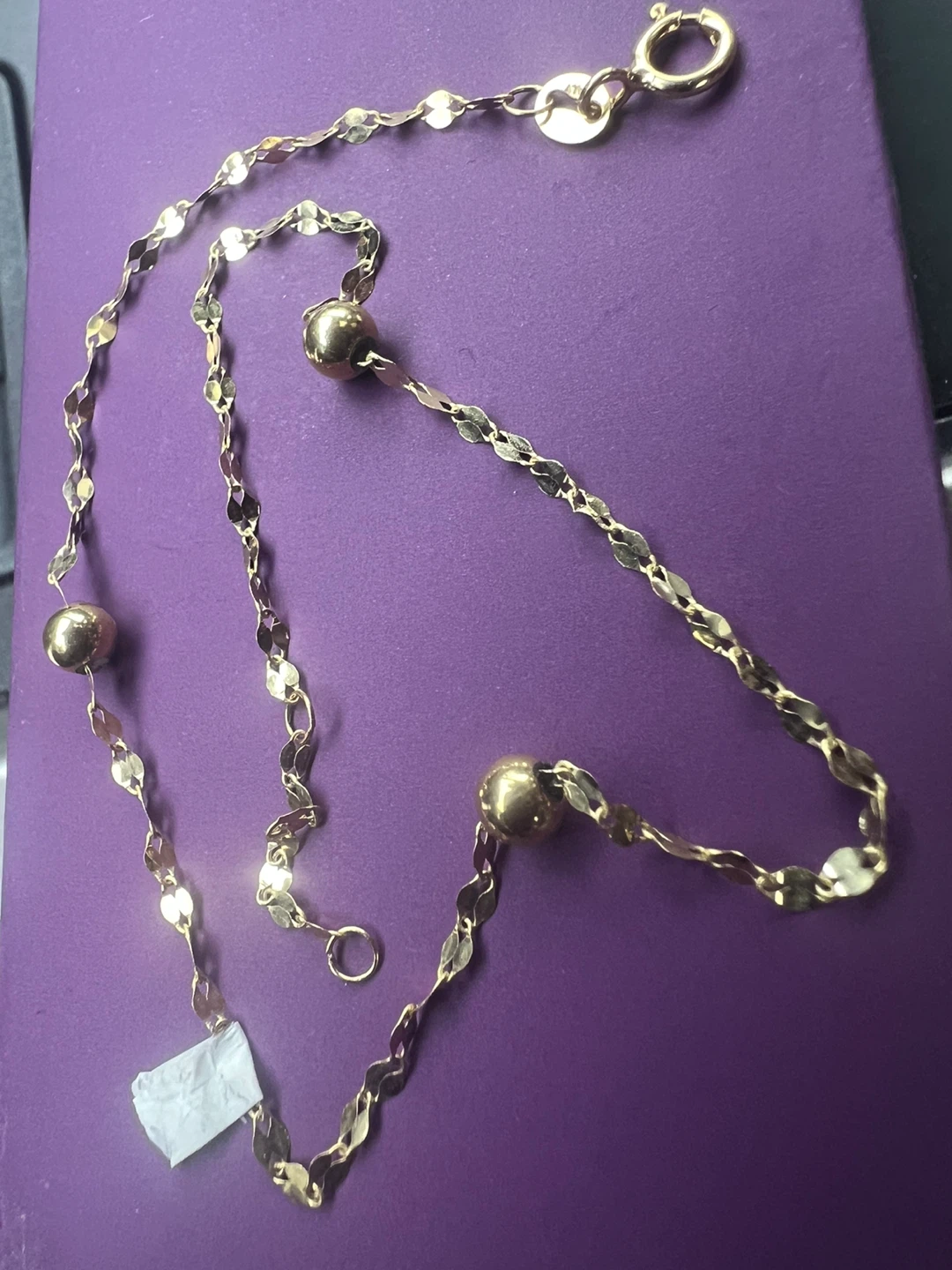 9 k Gold Anklet with Beads