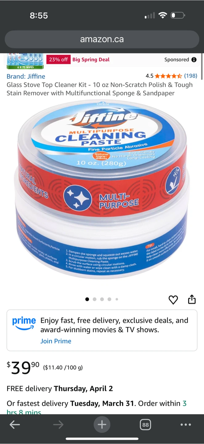 Jiffine Glass Stove Top Cleaner Kit - 10 oz