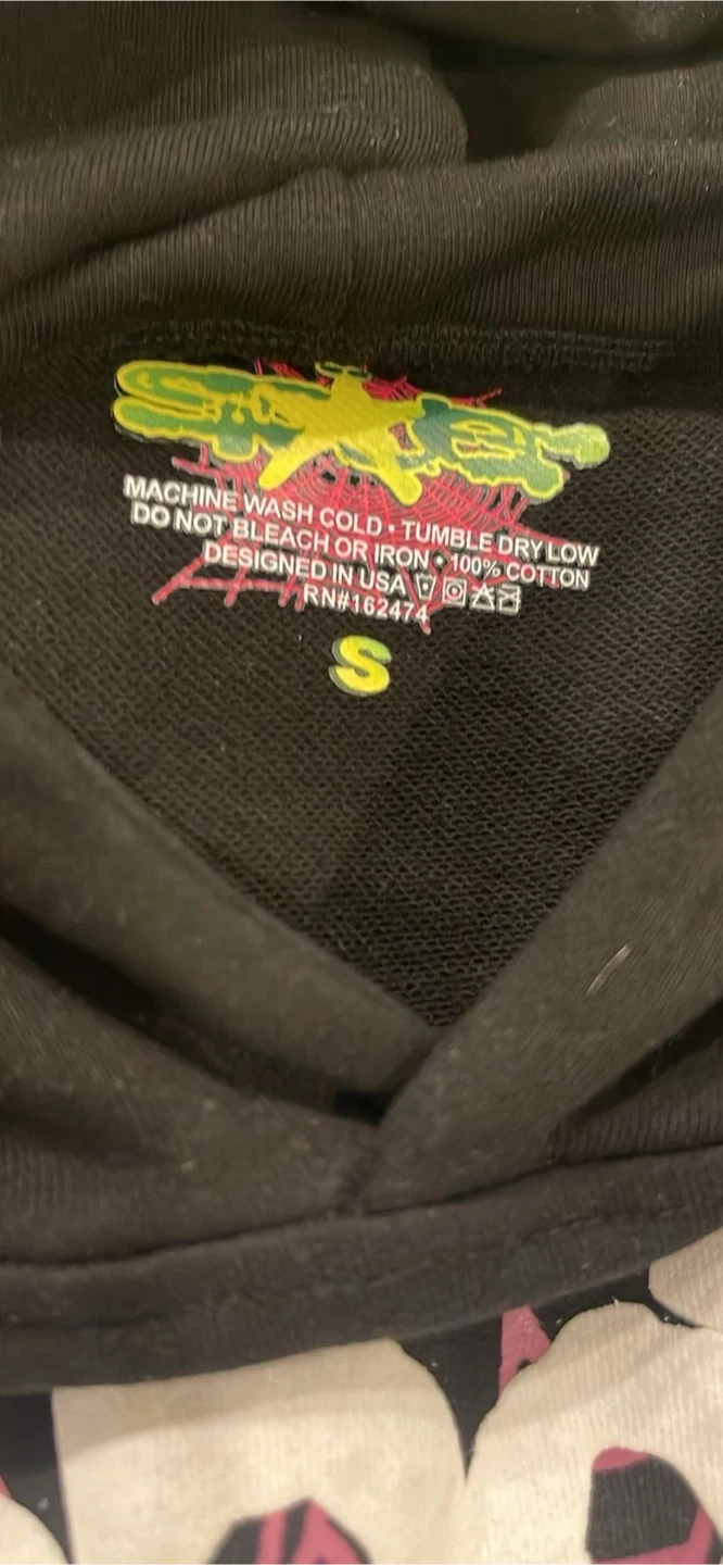SP5DER Hoodie Black Pink Spiderweb Size S - photo 2
