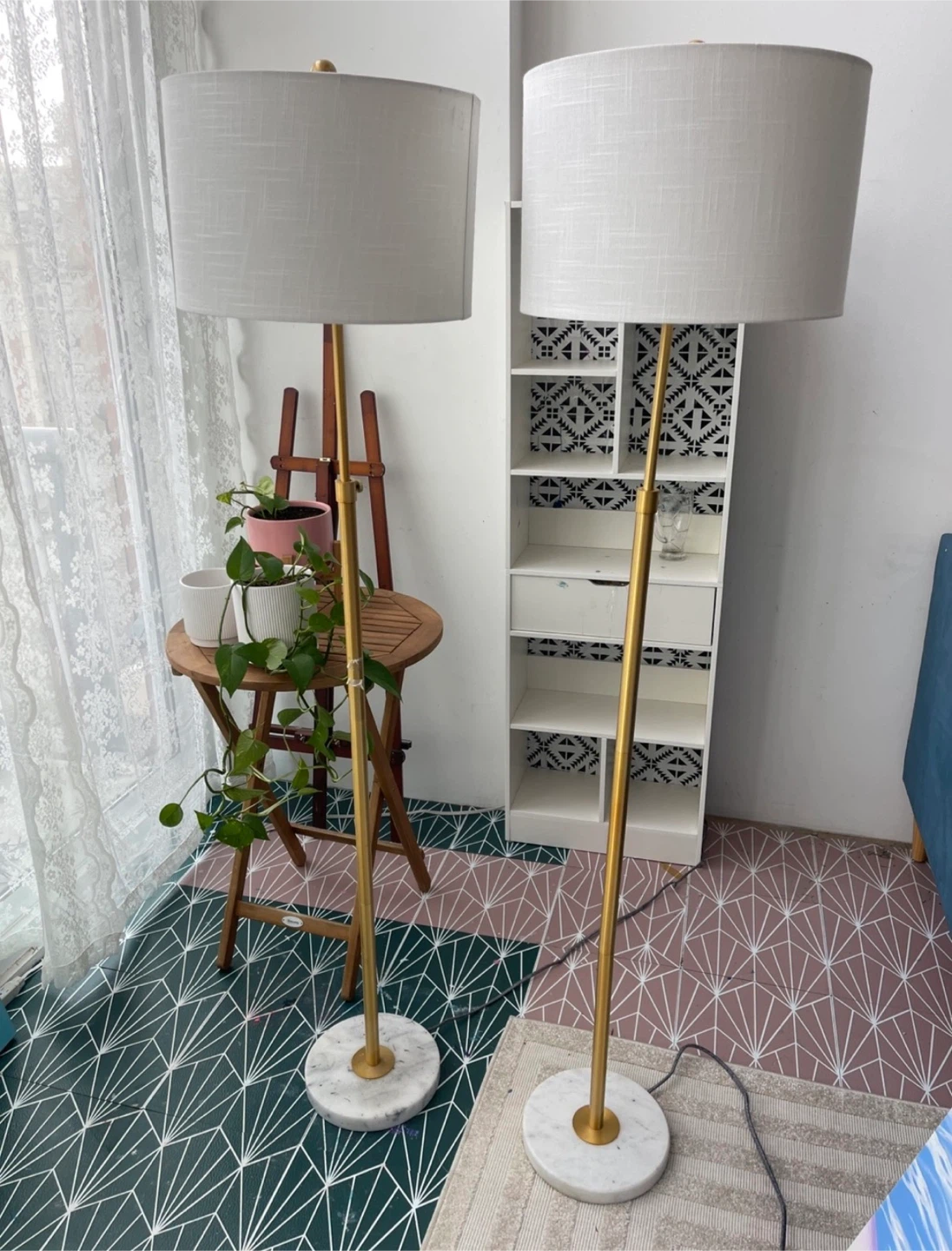 2 Gold Floor Lamps