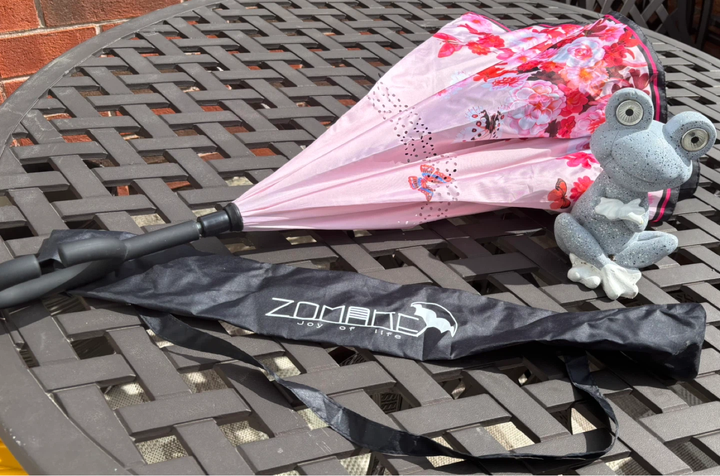 Zomake Pink Floral Butterfly Print Umbrella with Cover - photo 4