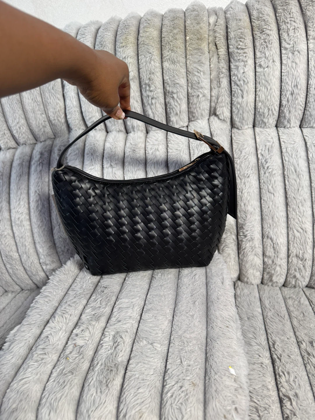 Black Woven Shoulder Bag