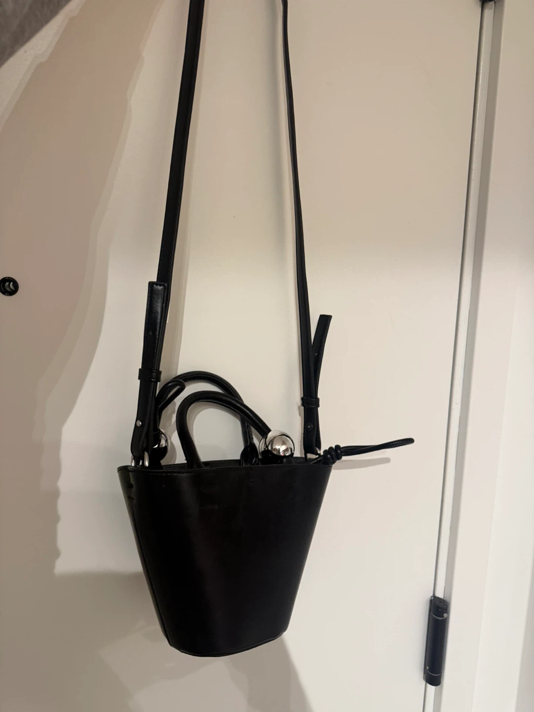 Black Bucket Bag with Silver Ball Details - photo 2