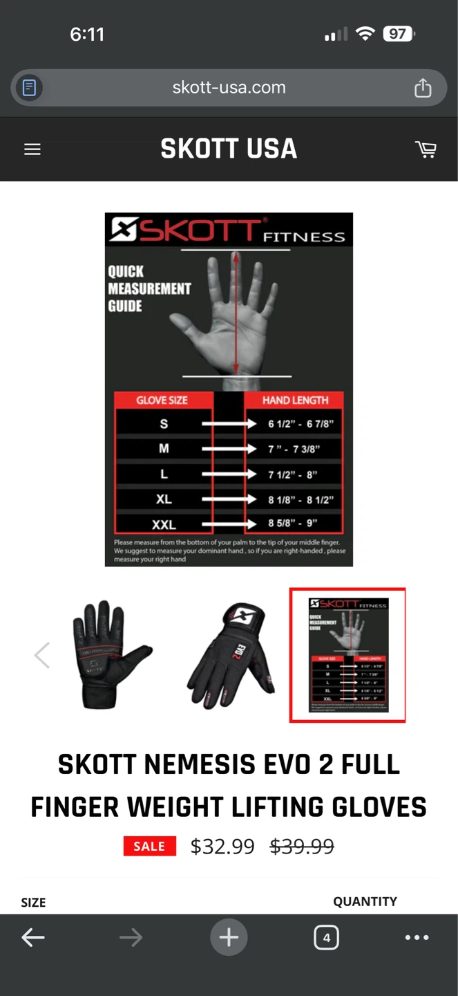 Skott Nemesis Evo 2 Full Finger Weight Lifting Gloves - photo 2