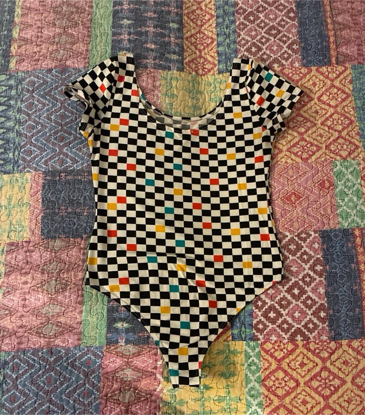 Checkerboard Print Bodysuit