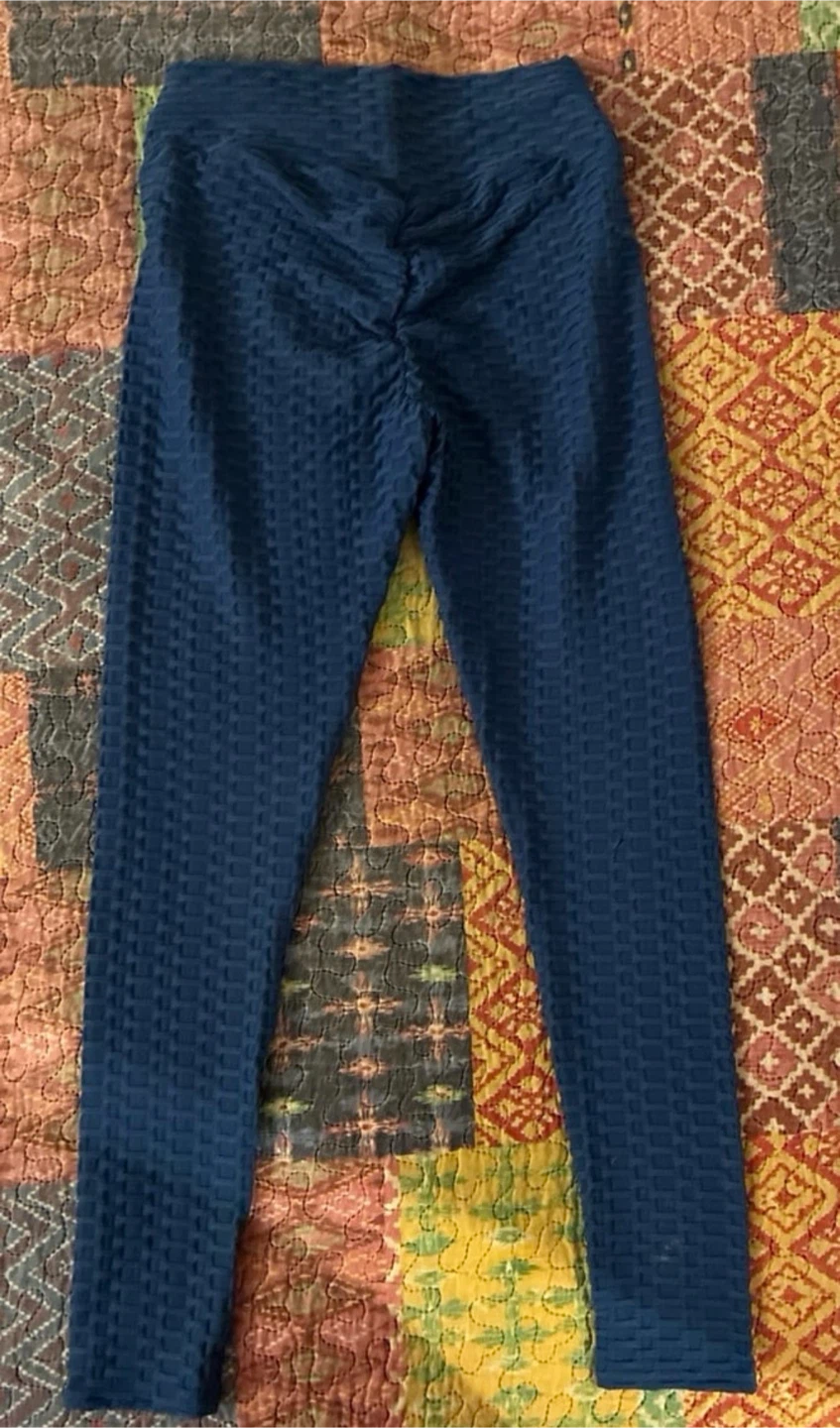 Women's Textured Blue Leggings - photo 2