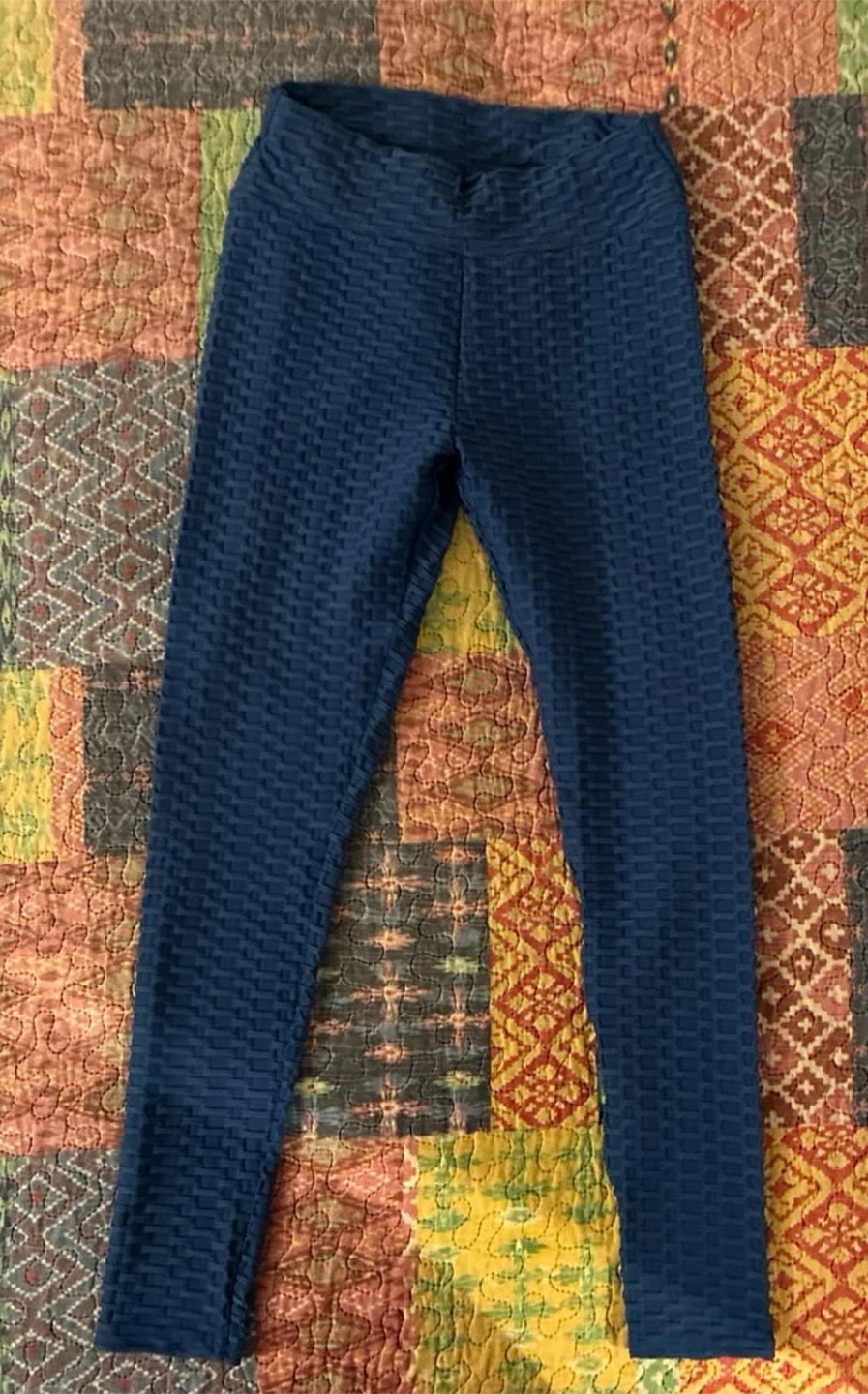 Women's Textured Blue Leggings