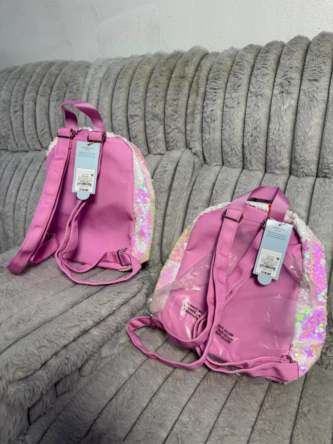 Cat & Jack Pink Sequin Bear Mini Backpack - photo 5