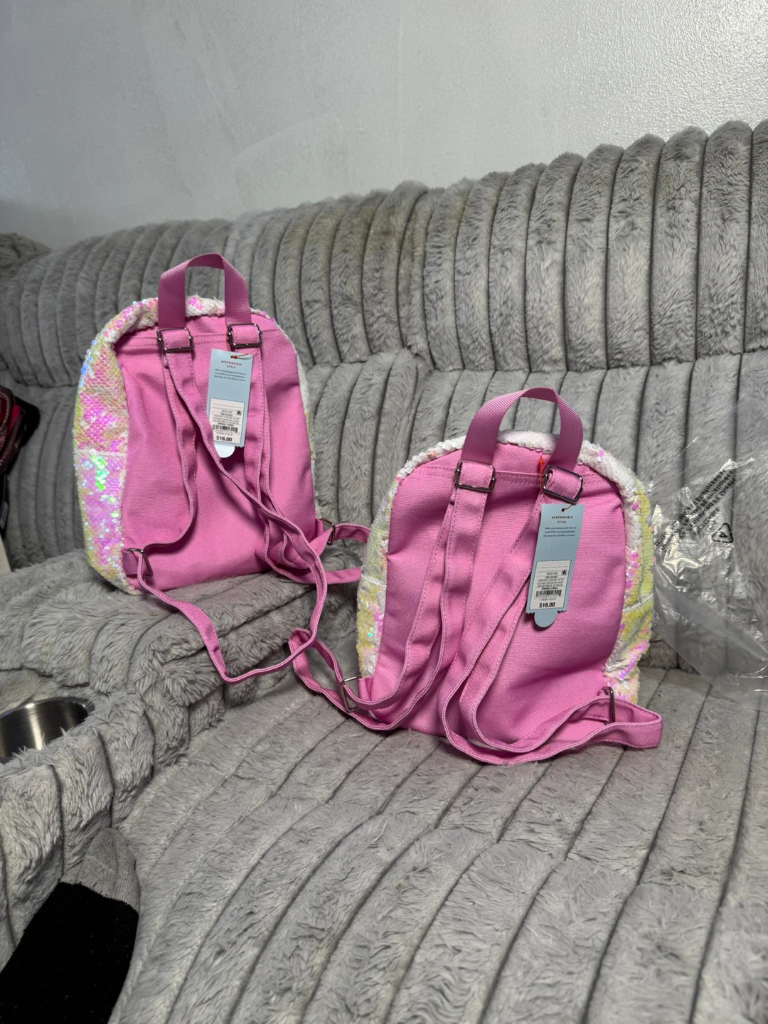 Cat & Jack Pink Sequin Bear Mini Backpack - photo 3