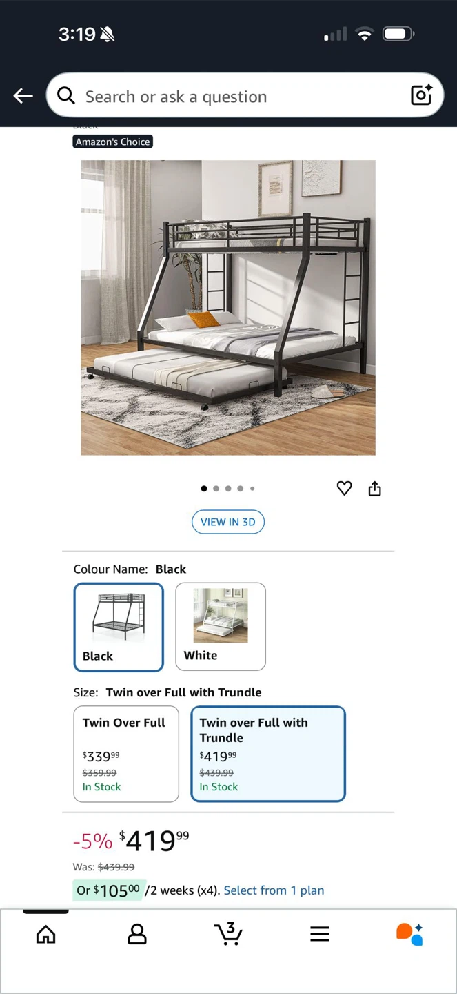 Twin over Full Bunk Bed with Trundle - Black