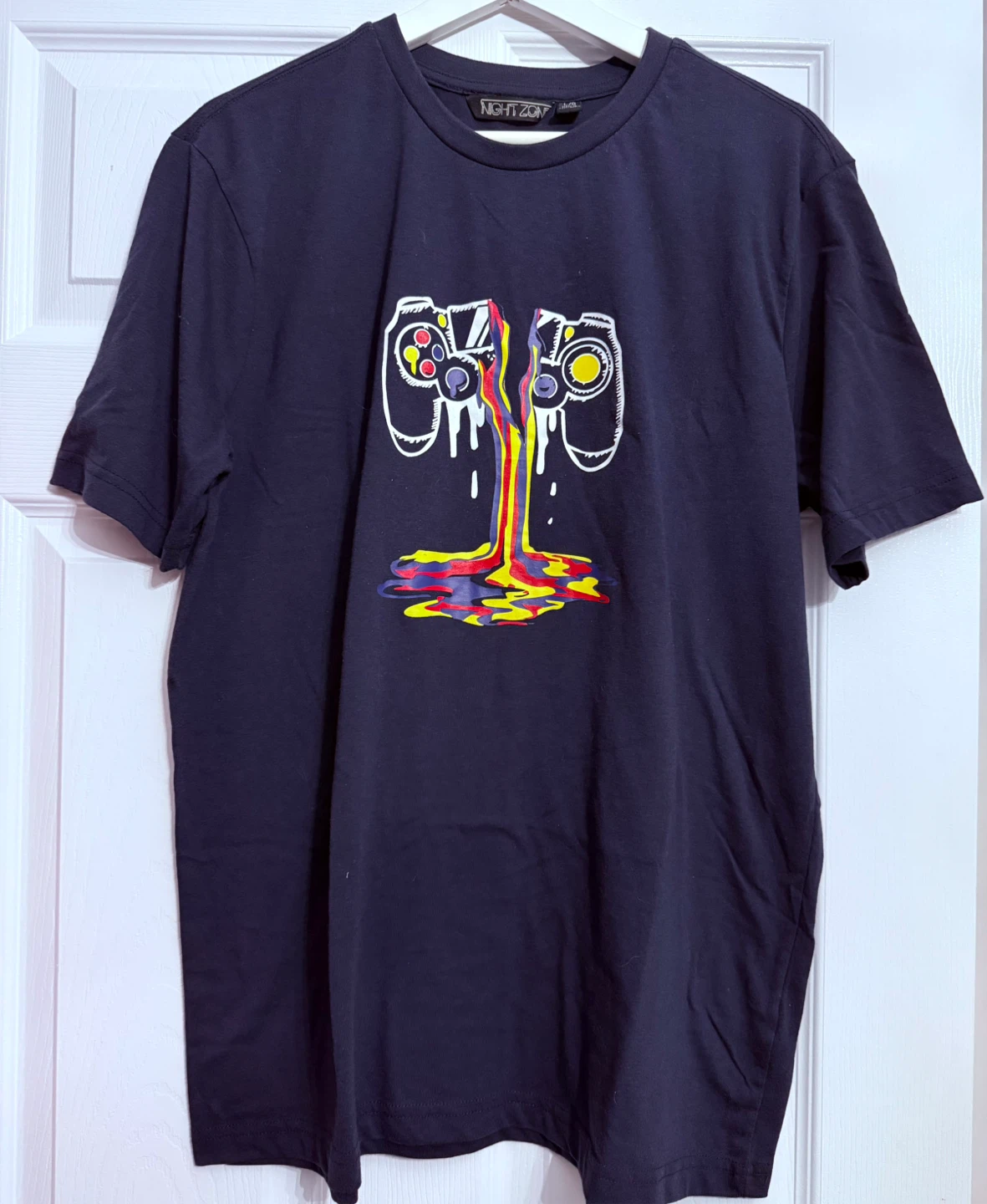 NIGHT ZONE Men's Navy Blue Gaming Controller Graphic T-Shirt L/G - photo 2