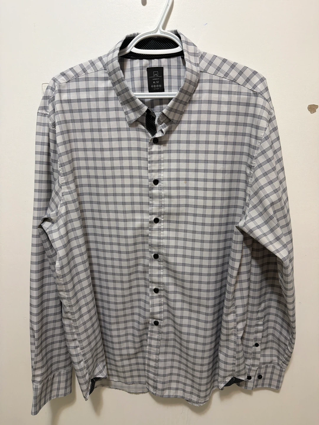 Michael Strahan Modern Fit Plaid Dress Shirt XL
