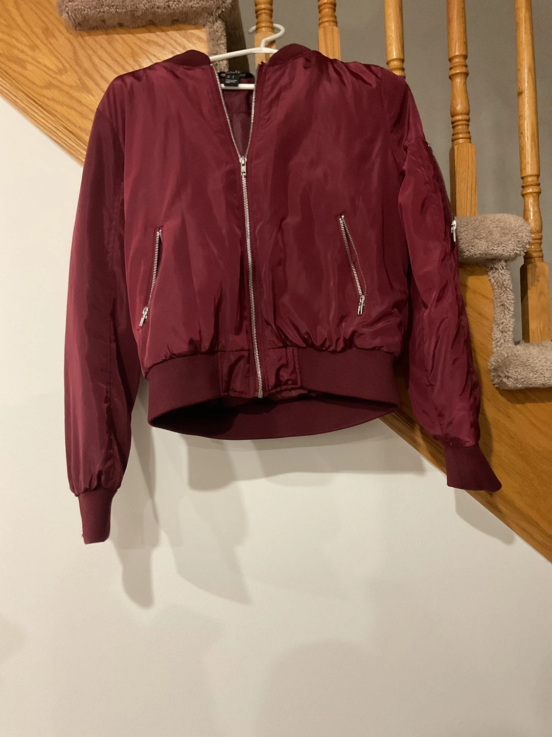Young Adult’s Maroon Bomber Jacket - Size L