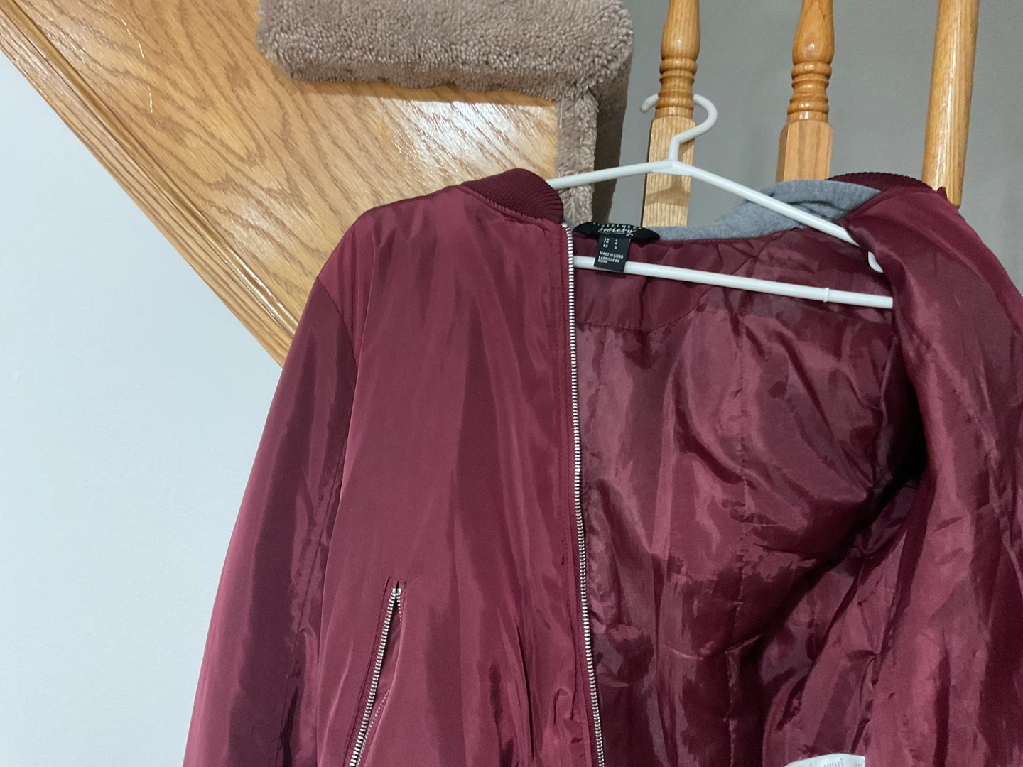 Young Adult’s Maroon Bomber Jacket - Size L - photo 3