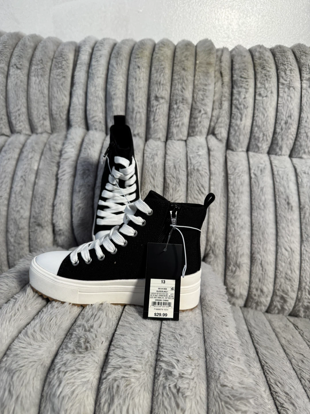 Black High-Top Canvas Sneakers - Size 13 - photo 2