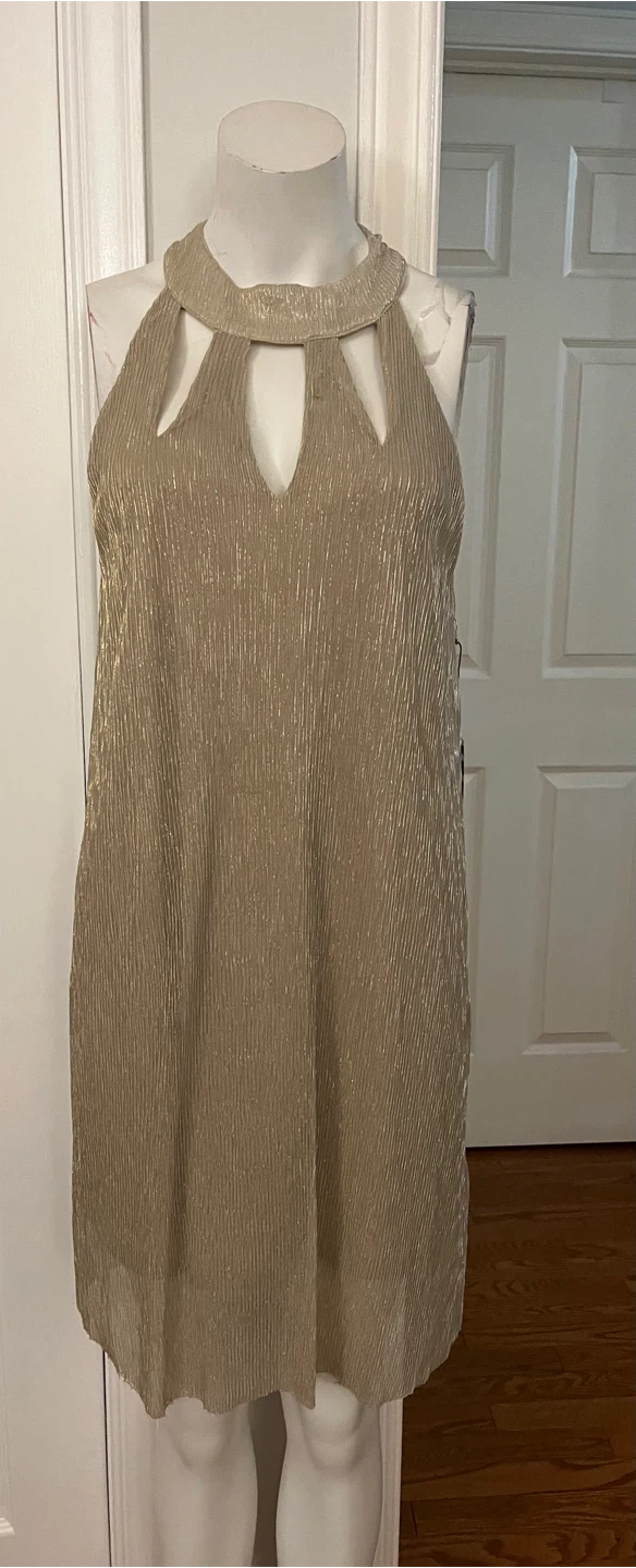 HYFVE Women's Gold Halter Neck Cutout Dress Size L - photo 4