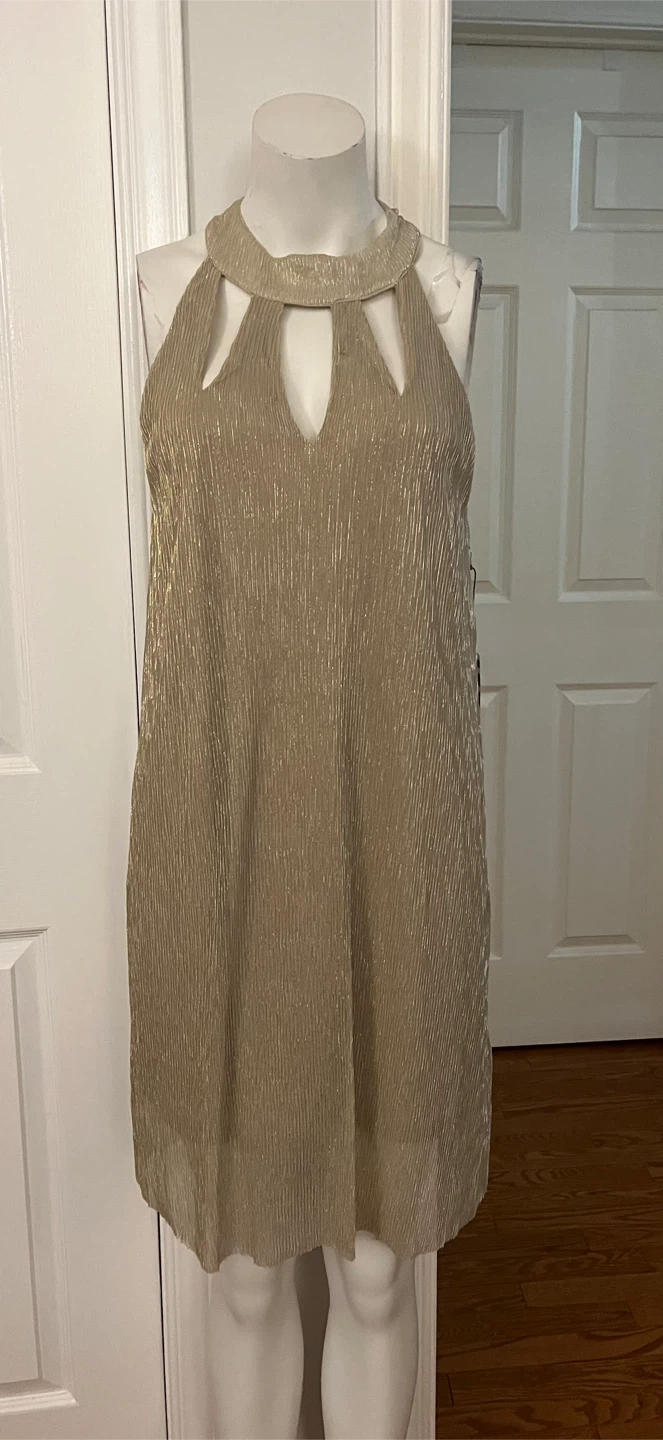 HYFVE Women's Gold Halter Neck Cutout Dress Size L - photo 5
