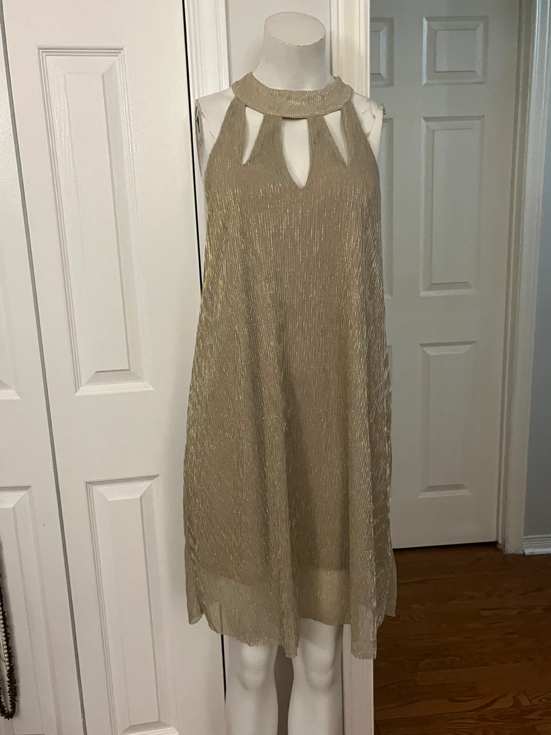 HYFVE Women's Gold Halter Neck Cutout Dress Size L - photo 2