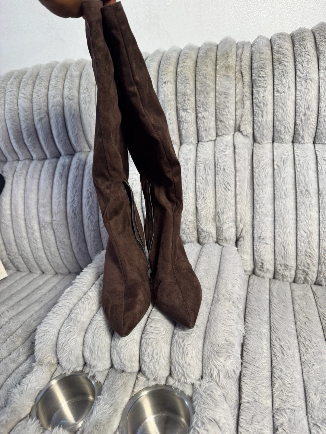 Brown Faux Suede Knee-High Boots - photo 5