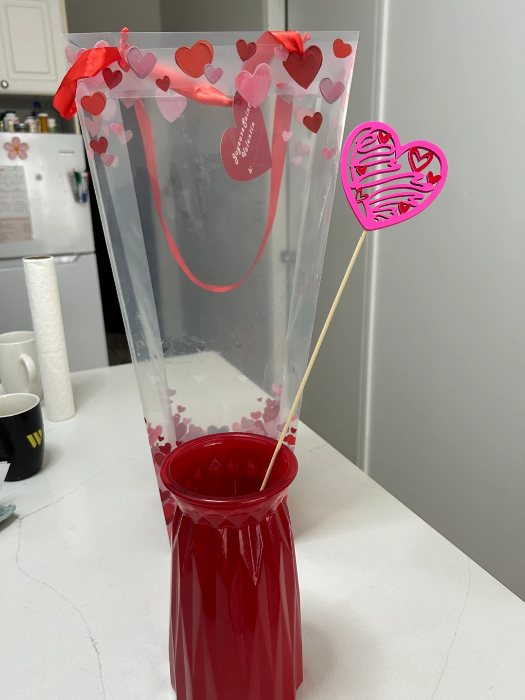 Valentine's Day Vase and Gift Bag Set