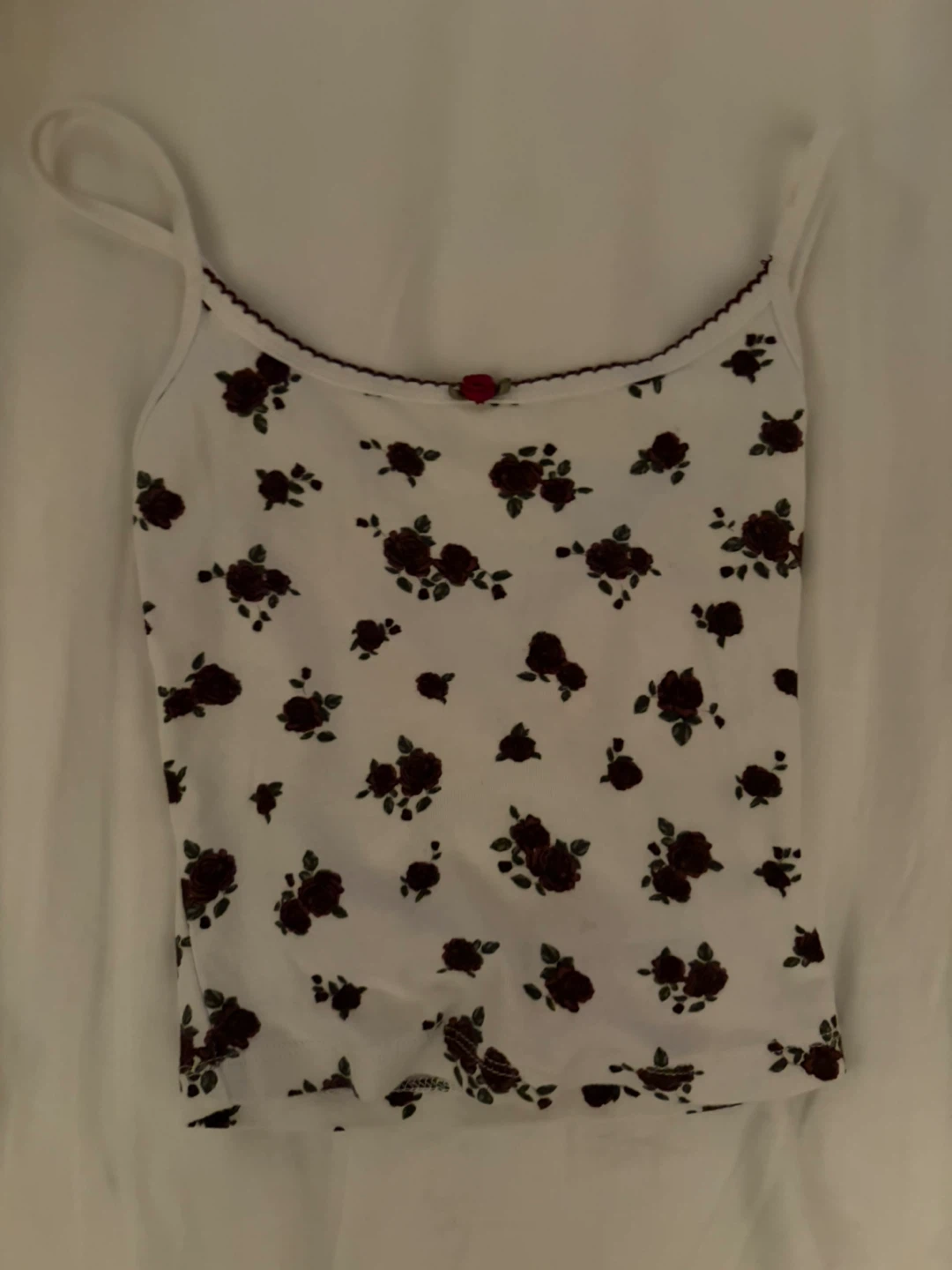 Garage White floral camisole with dark roses