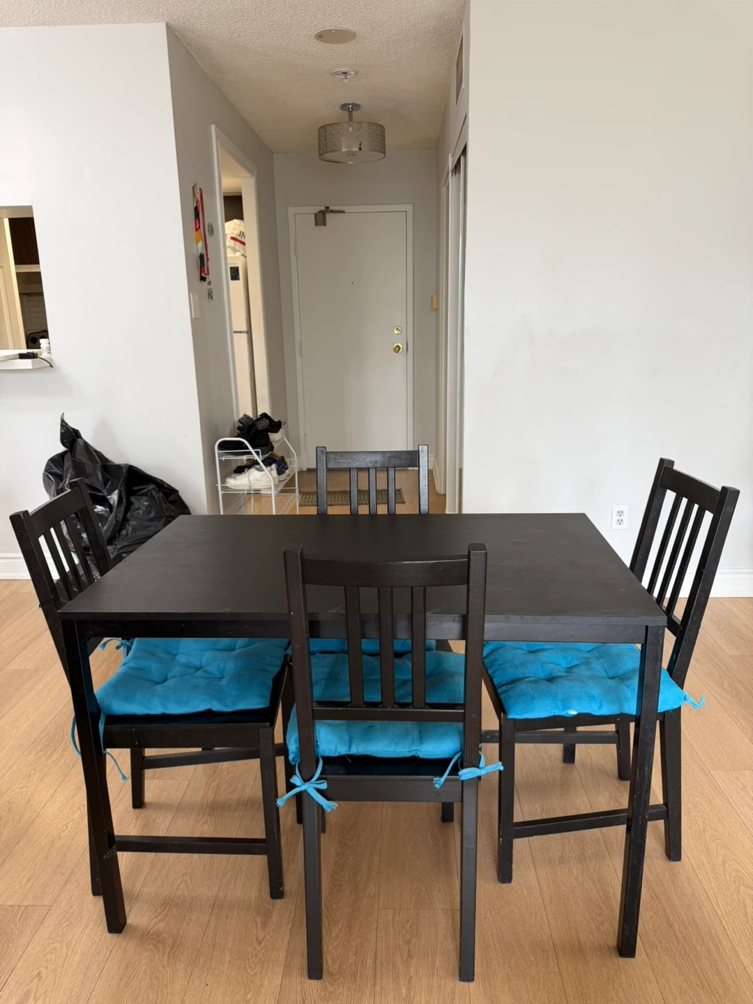 Black Dining Table Set with 4 Chairs