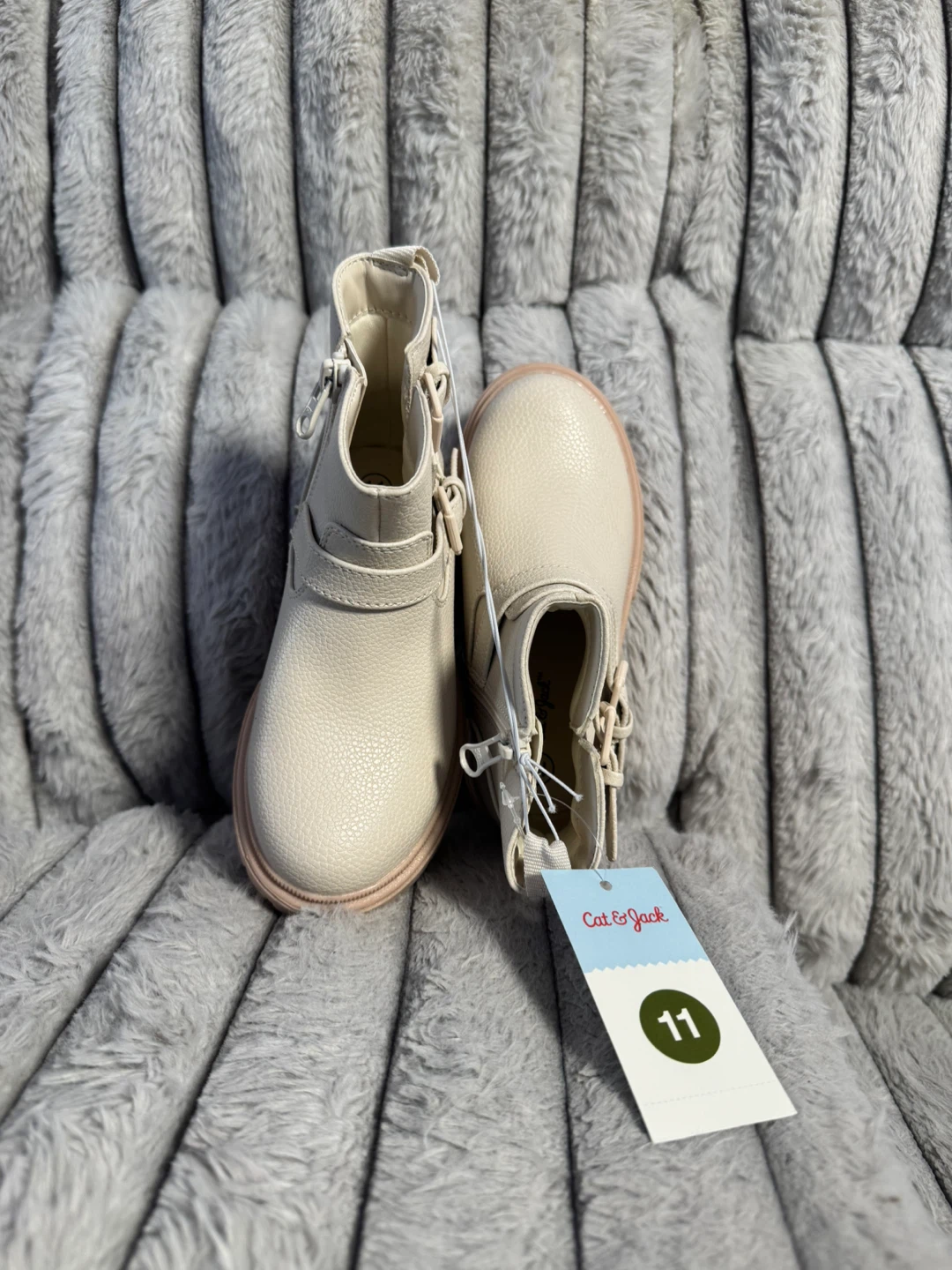 Cat & Jack Cream Combat Boots Toddler Size 11 - photo 5