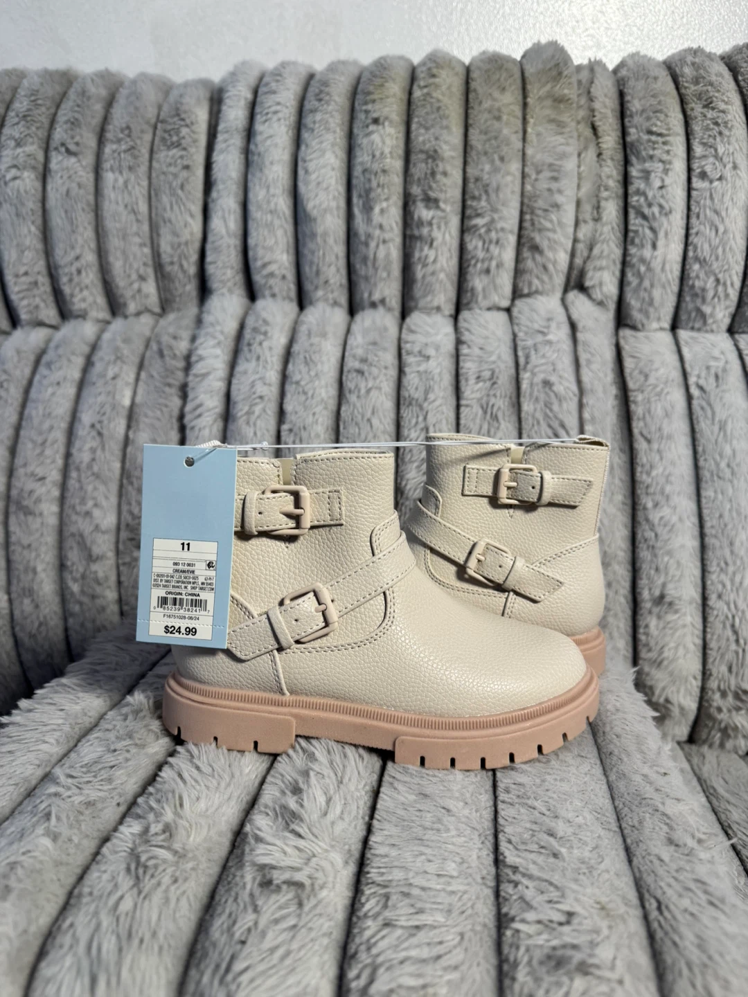 Cat & Jack Cream Combat Boots Toddler Size 11