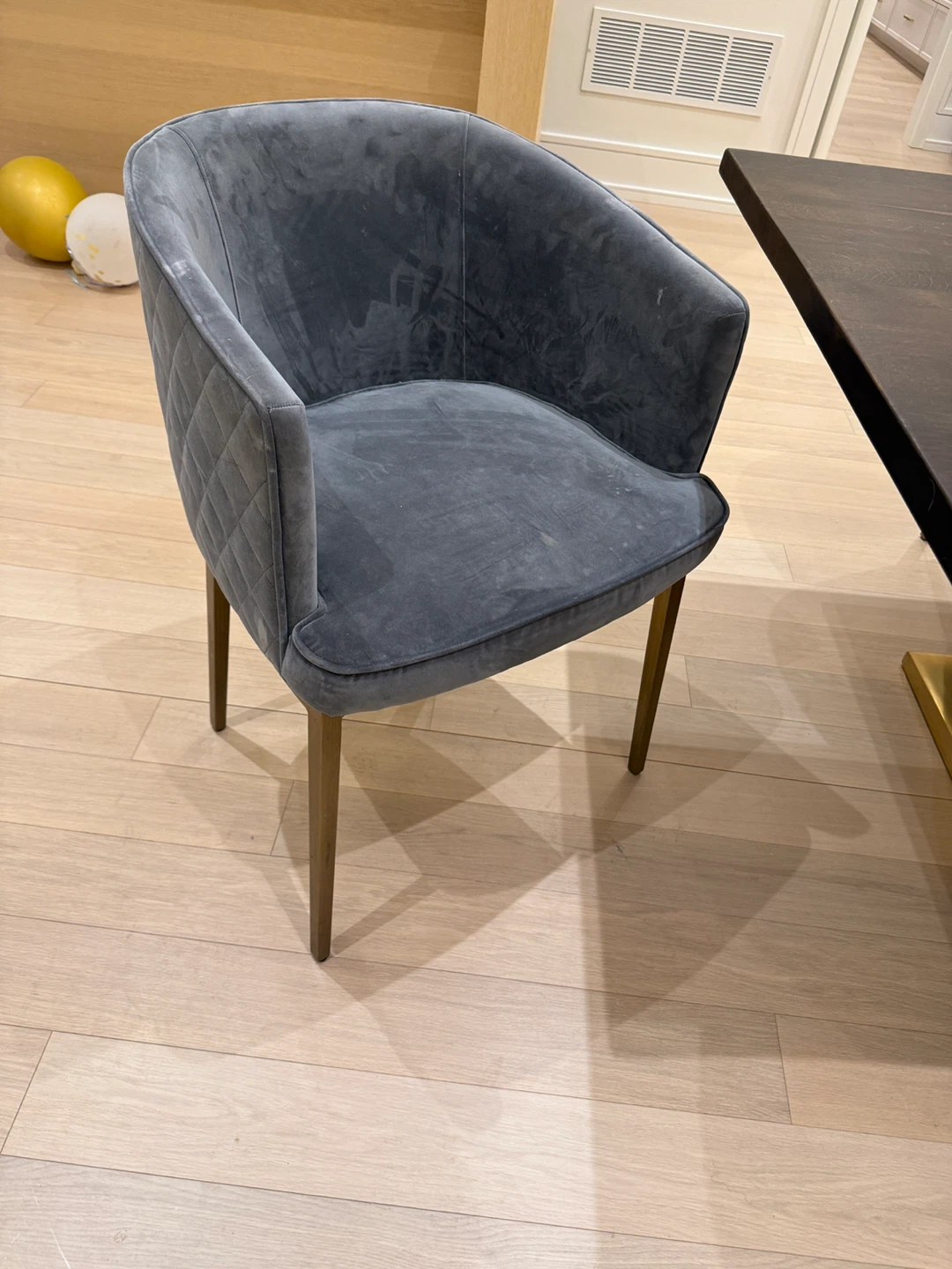 Grey Velvet Accent Chair with Quilted Back - photo 4