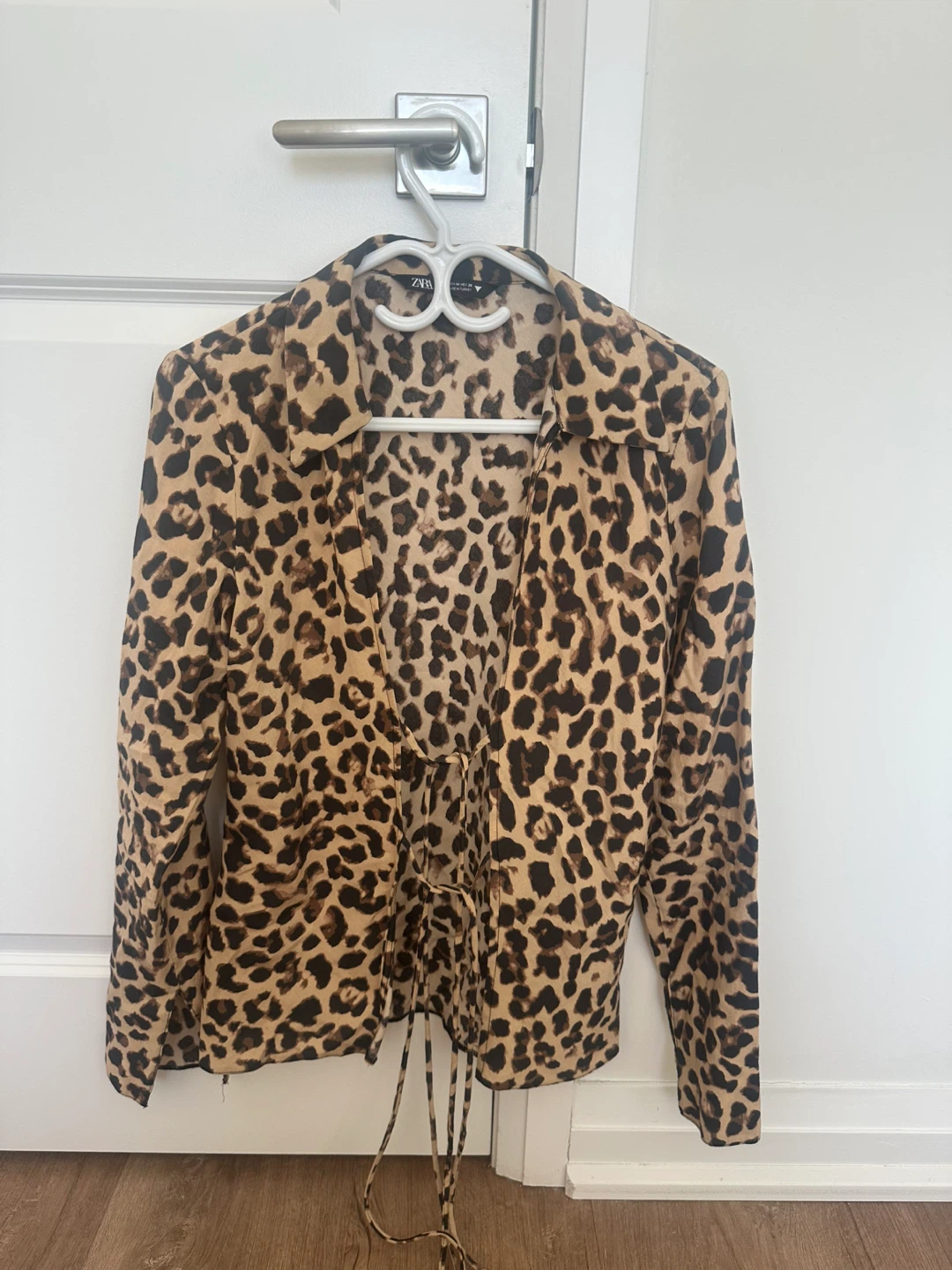 ZARA Leopard Print Tie-Front Blouse - Size M