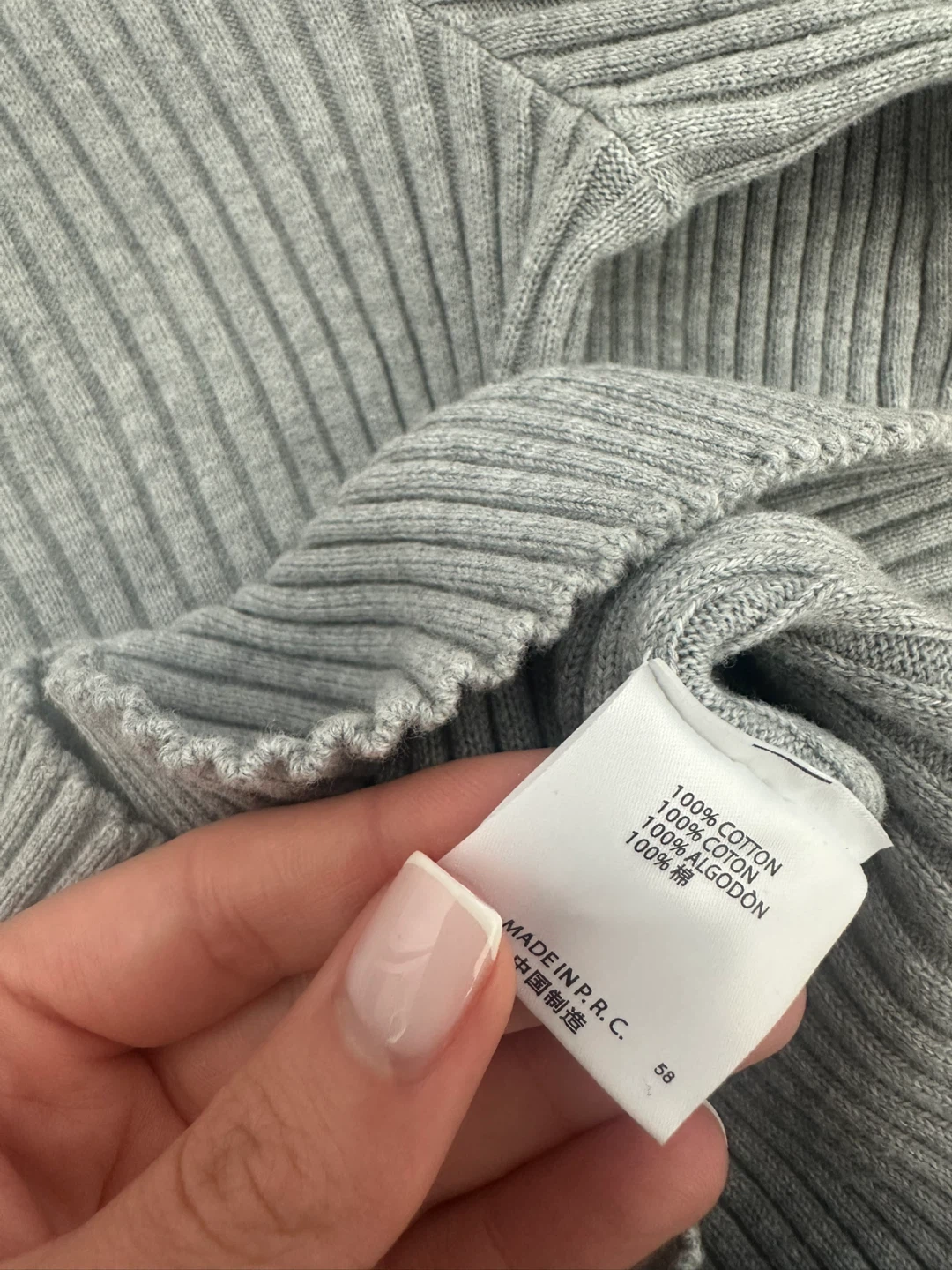 Brandy Melville Grey Ribbed Collared Long Sleeve Top - photo 3