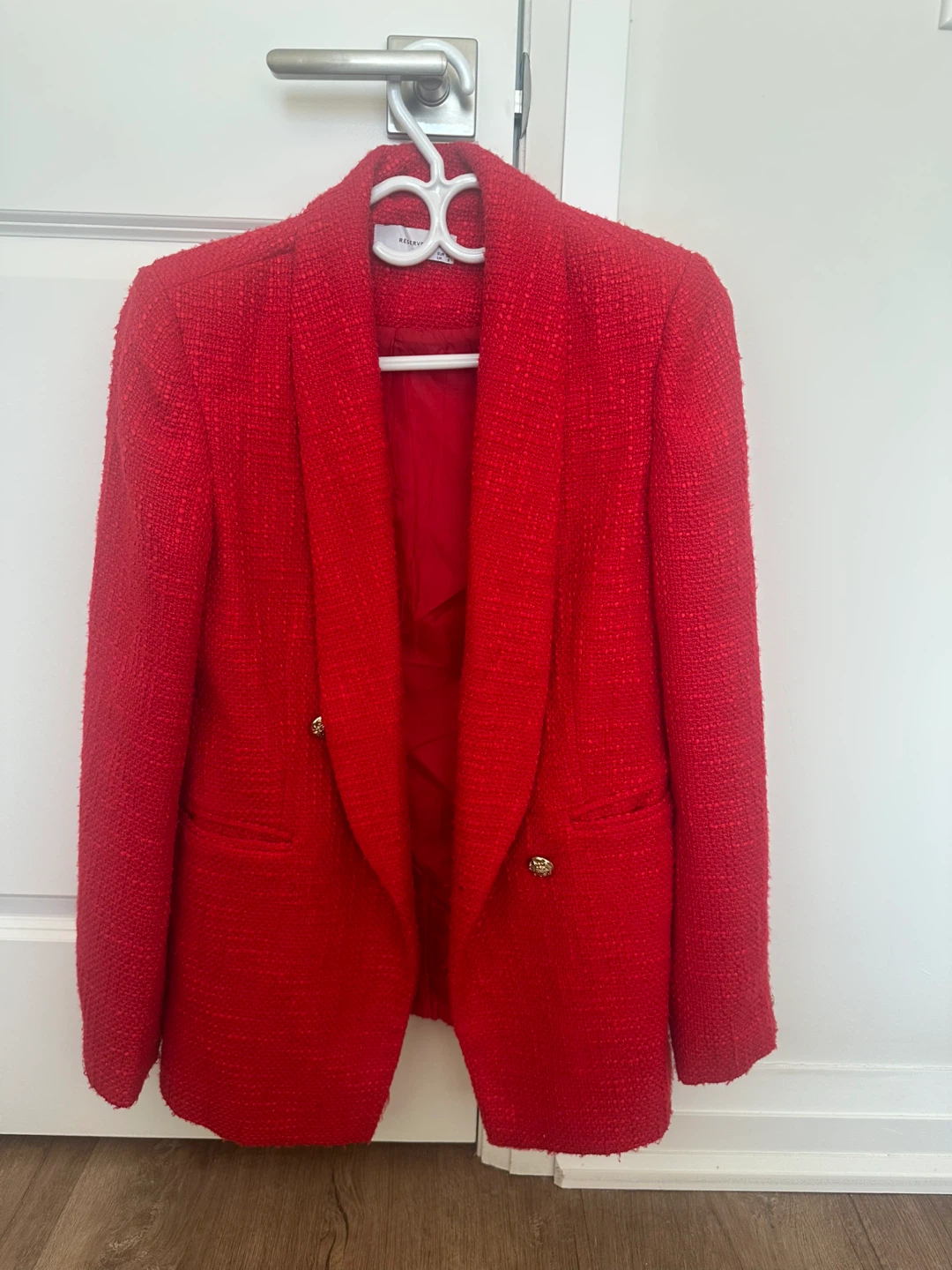Reserved Red Tweed Blazer - UK 8
