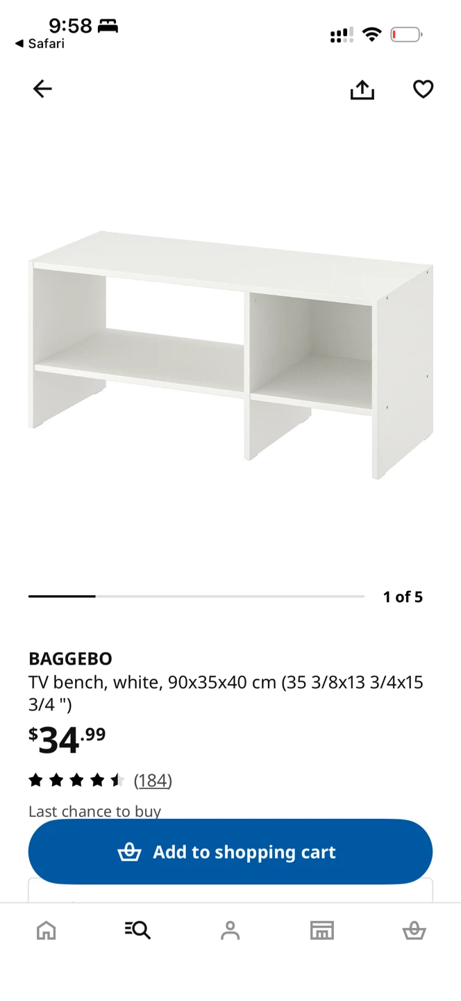 IKEA BAGGEBO TV Bench, White - photo 4