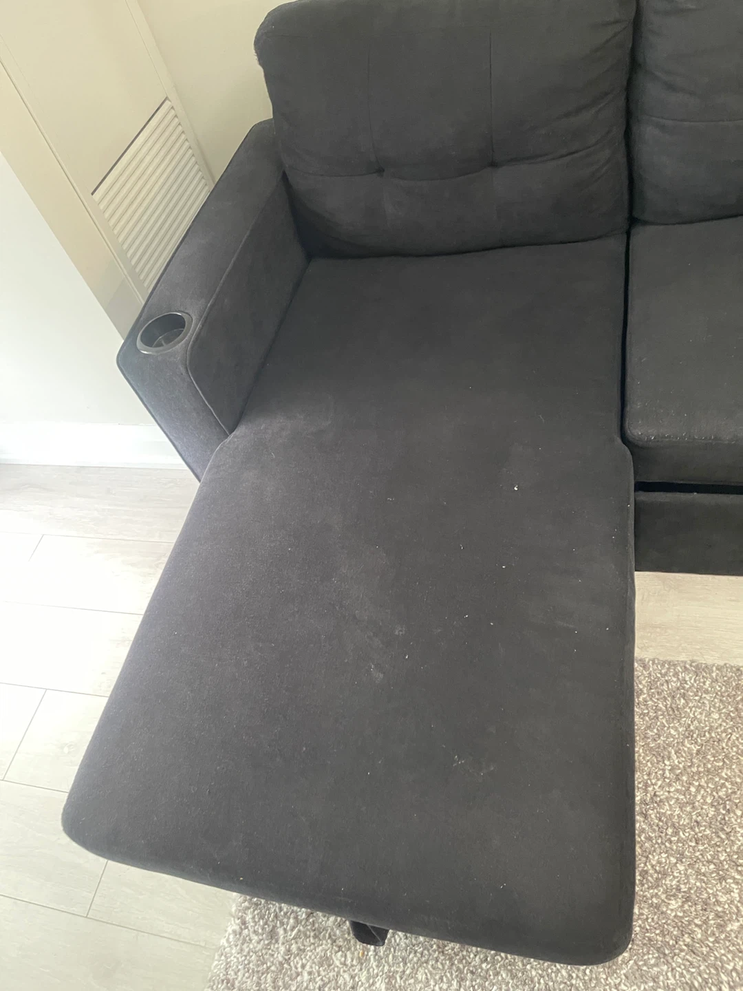 Dark Grey Sectional Couch with Chaise and Cup Holders - photo 3